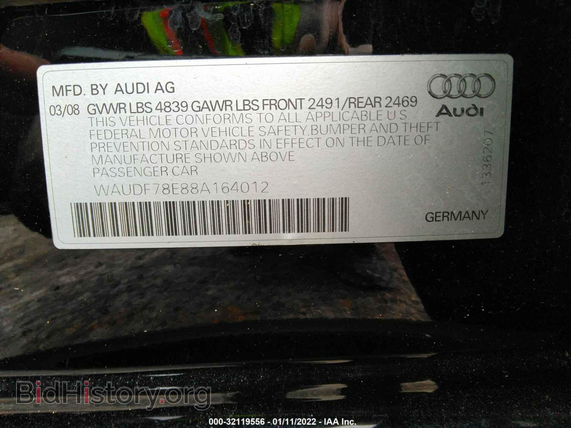 2008 AUDI A4 - VIN: WAUDF78E88A164012 - Фото 9