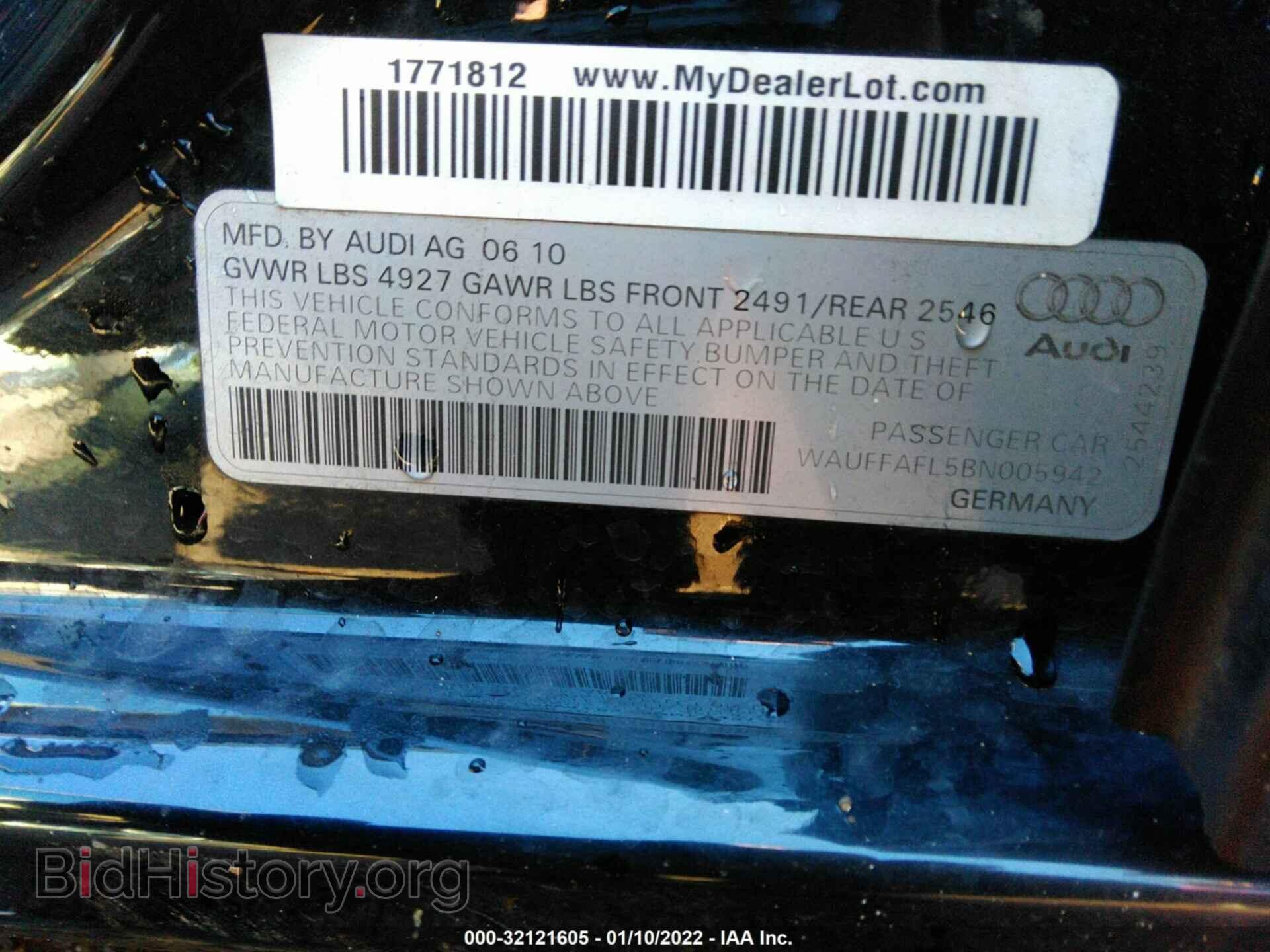 2011 AUDI A4 - VIN: WAUFFAFL5BN005942 - Фото 9