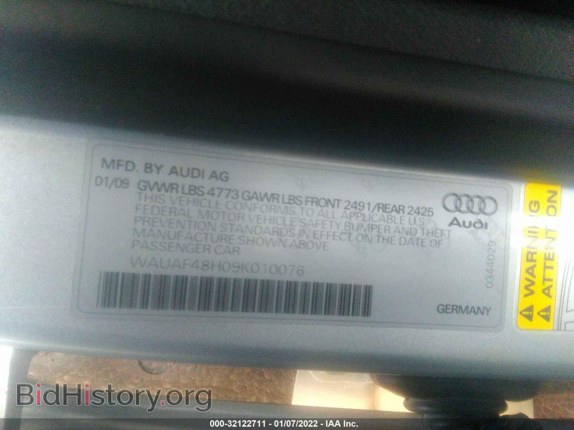 2009 AUDI A4 - VIN: WAUAF48H09K010076 - Фото 9