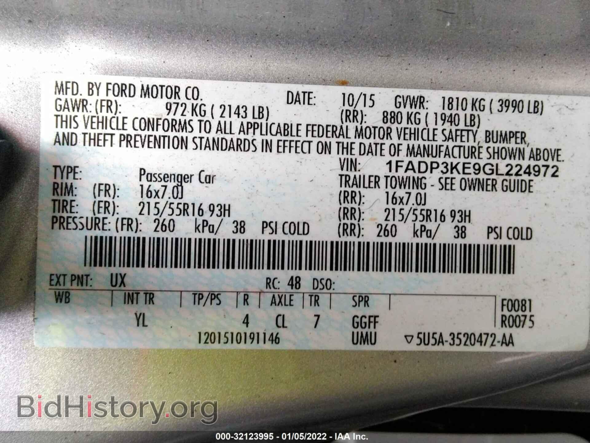 2016 FORD FOCUS - VIN: 1FADP3KE9GL224972 - Фото 9