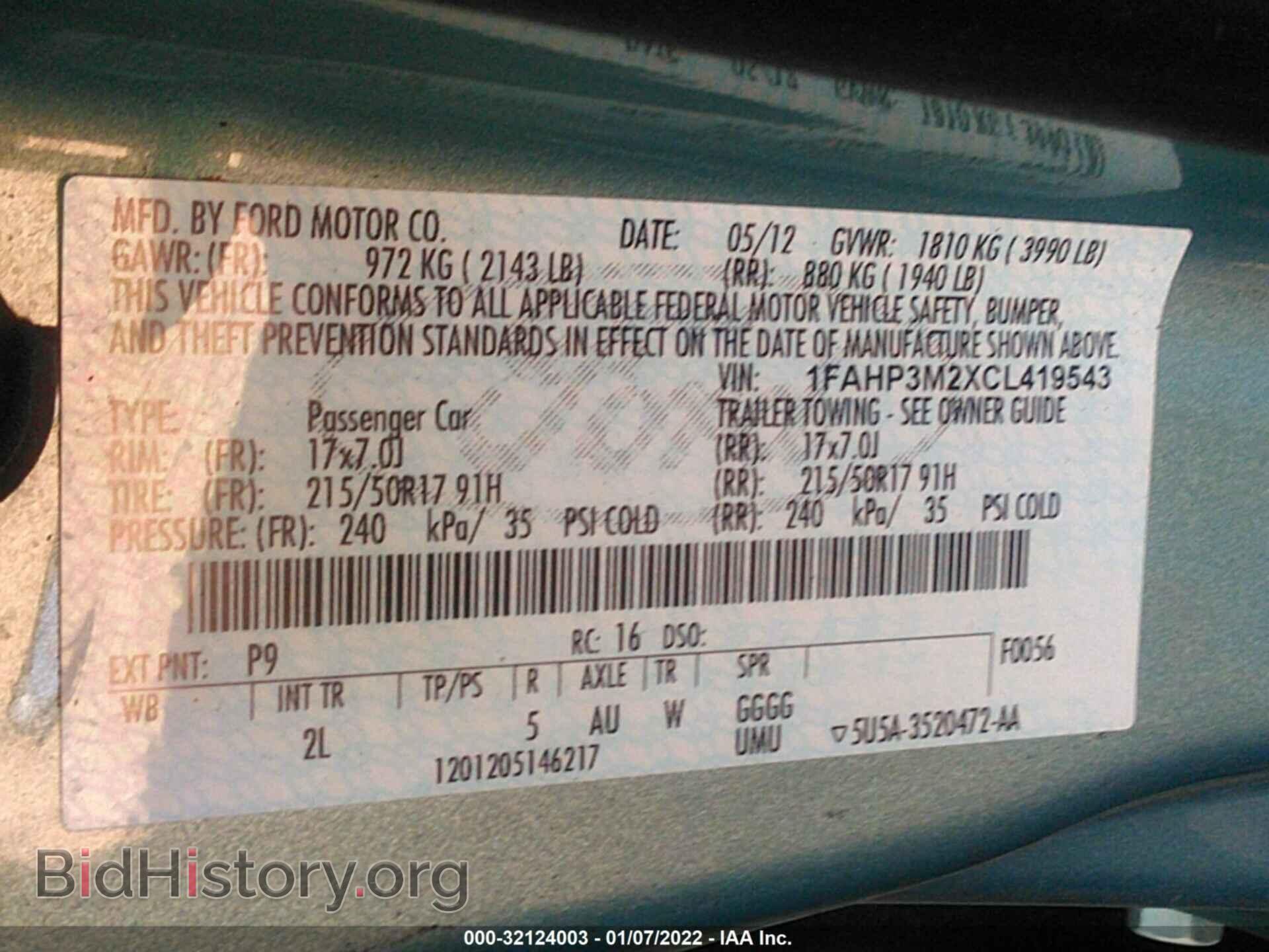 2012 FORD FOCUS - VIN: 1FAHP3M2XCL419543 - Фото 9