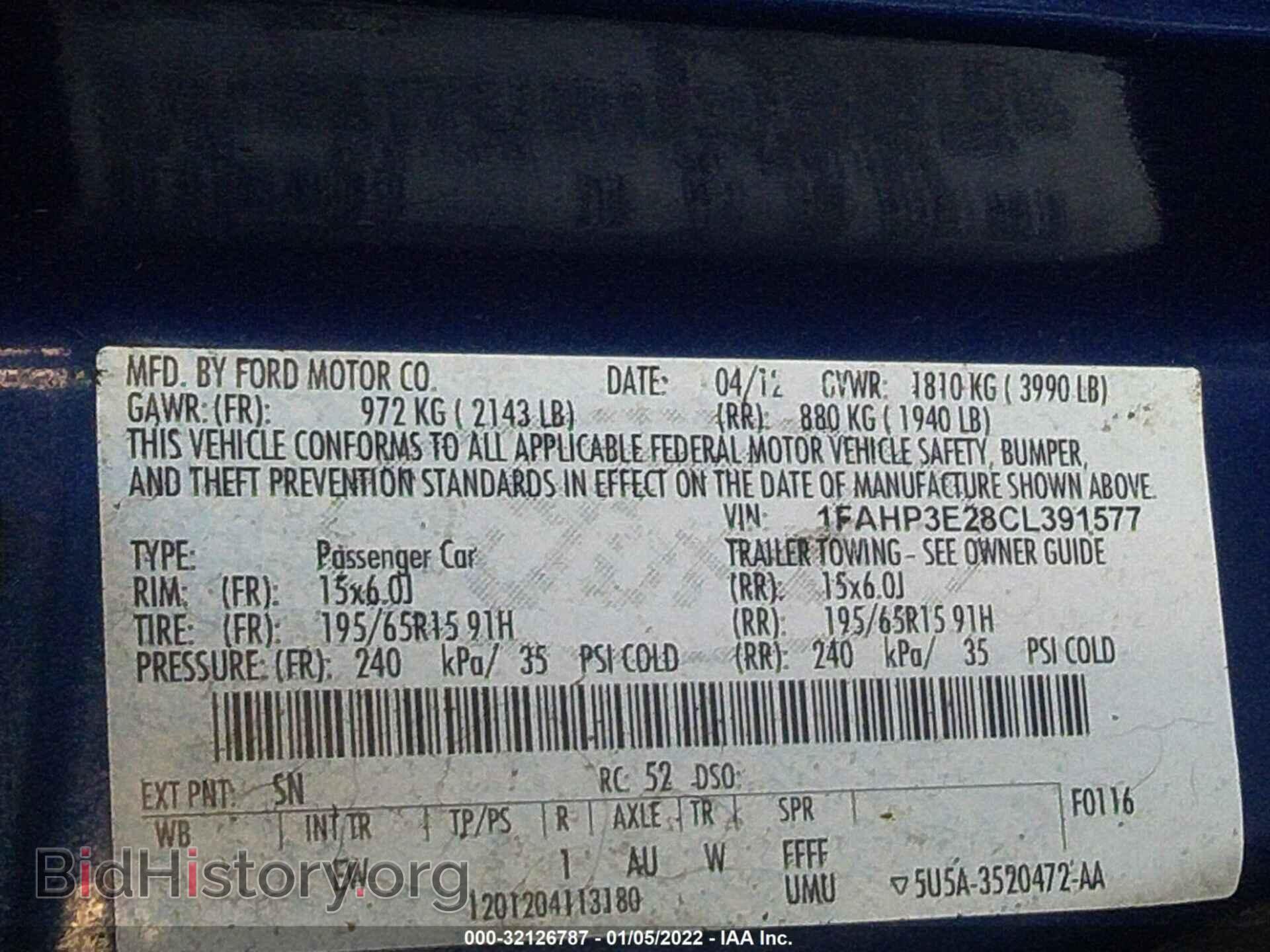 2012 FORD FOCUS - VIN: 1FAHP3E28CL391577 - Фото 9