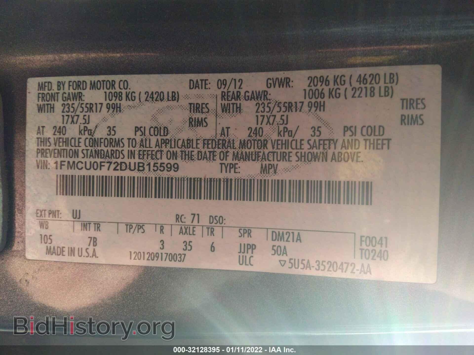 2013 FORD ESCAPE - VIN: 1FMCU0F72DUB15599 - Photo 9