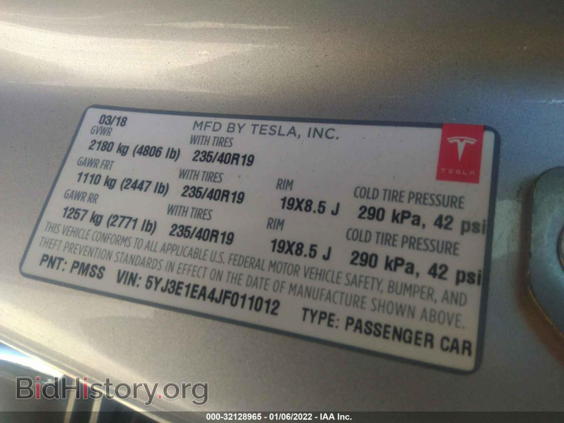 2018 TESLA MODEL 3 - VIN: 5YJ3E1EA4JF011012 - Photo 9