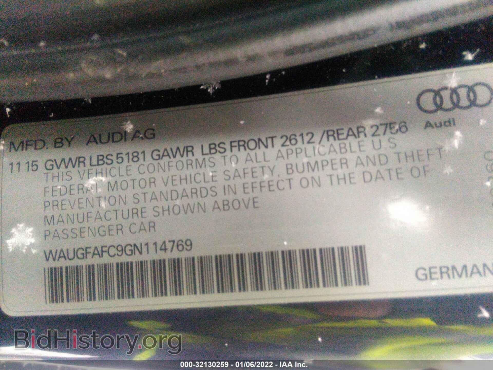 2016 AUDI A6 - VIN: WAUGFAFC9GN114769 - Фото 9
