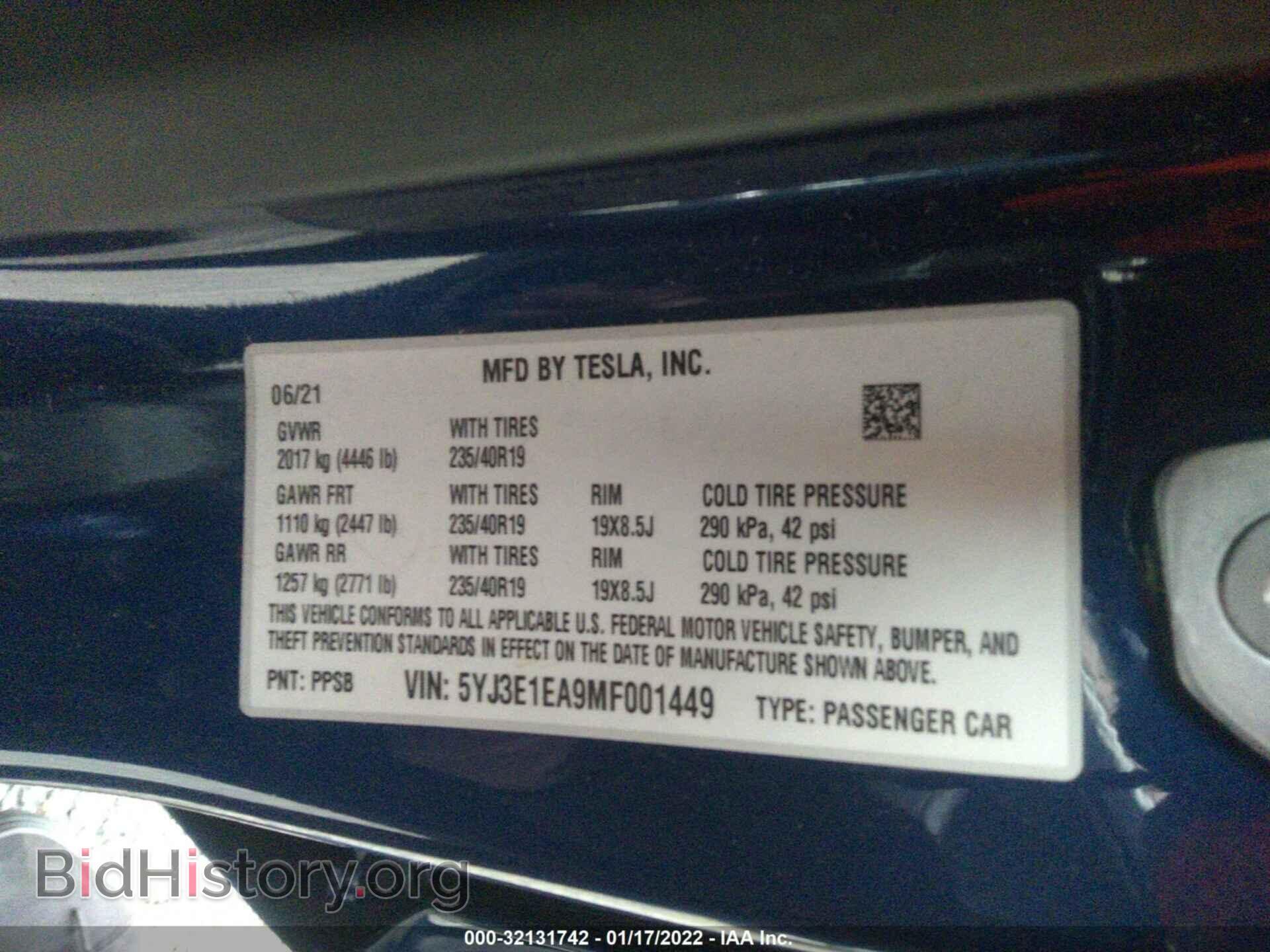 2021 TESLA MODEL 3 - VIN: 5YJ3E1EA9MF001449 - Фото 9