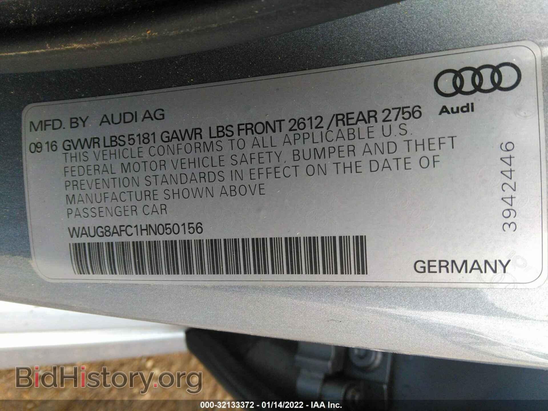 2017 AUDI A6 - VIN: WAUG8AFC1HN050156 - Фото 9