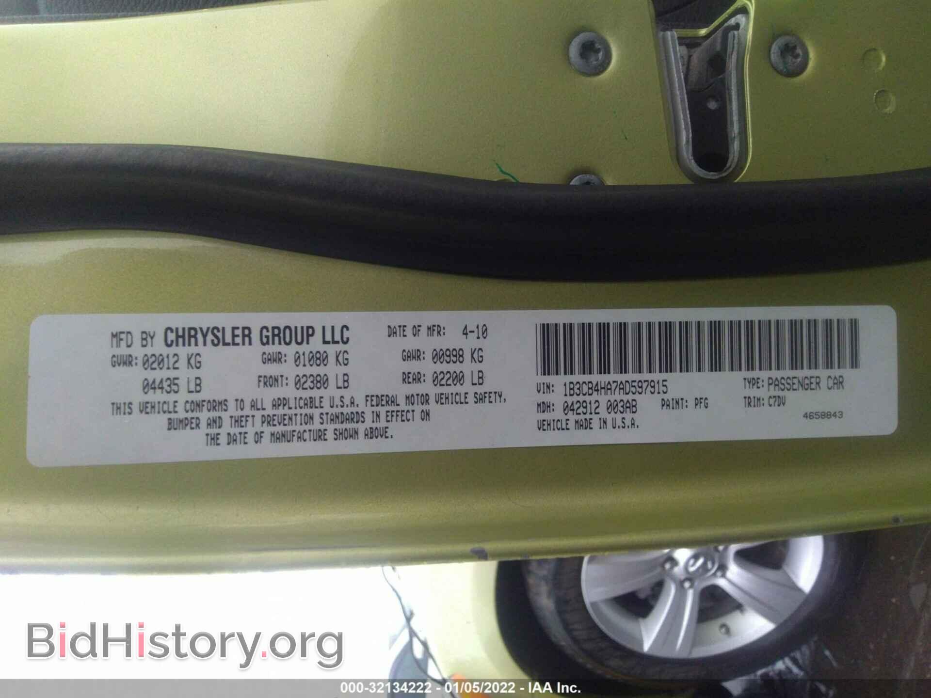 2010 DODGE CALIBER - VIN: 1B3CB4HA7AD597915 - Фото 9