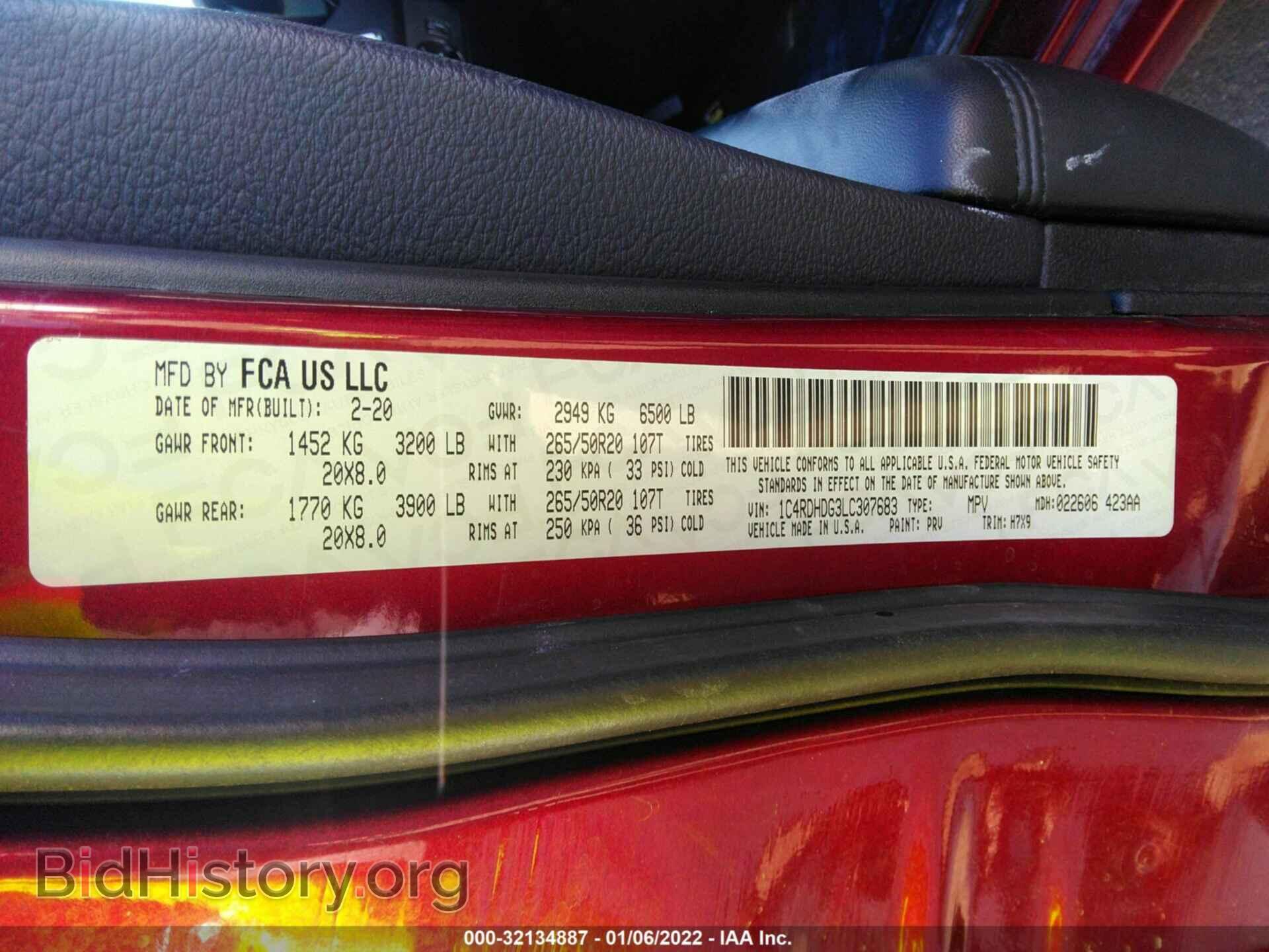 2020 DODGE DURANGO - VIN: 1C4RDHDG3LC307683 - Фото 9