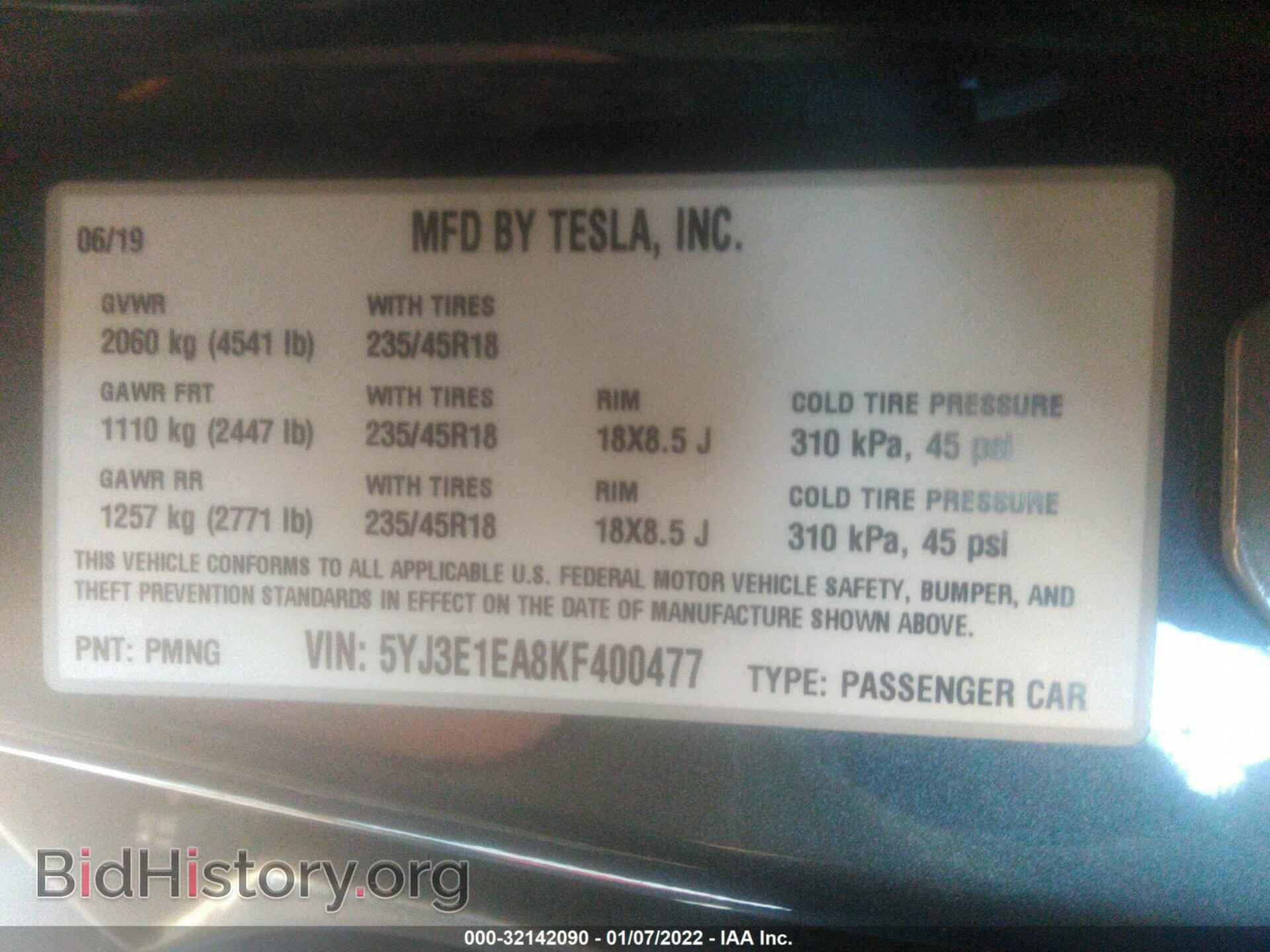 2019 TESLA MODEL 3 - VIN: 5YJ3E1EA8KF400477 - Photo 9