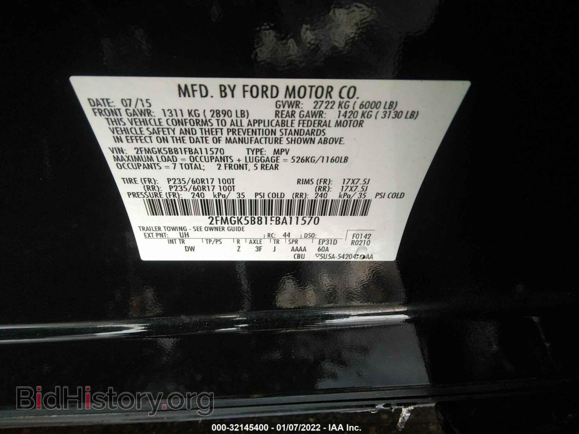 2015 FORD FLEX - VIN: 2FMGK5B81FBA11570 - Photo 9