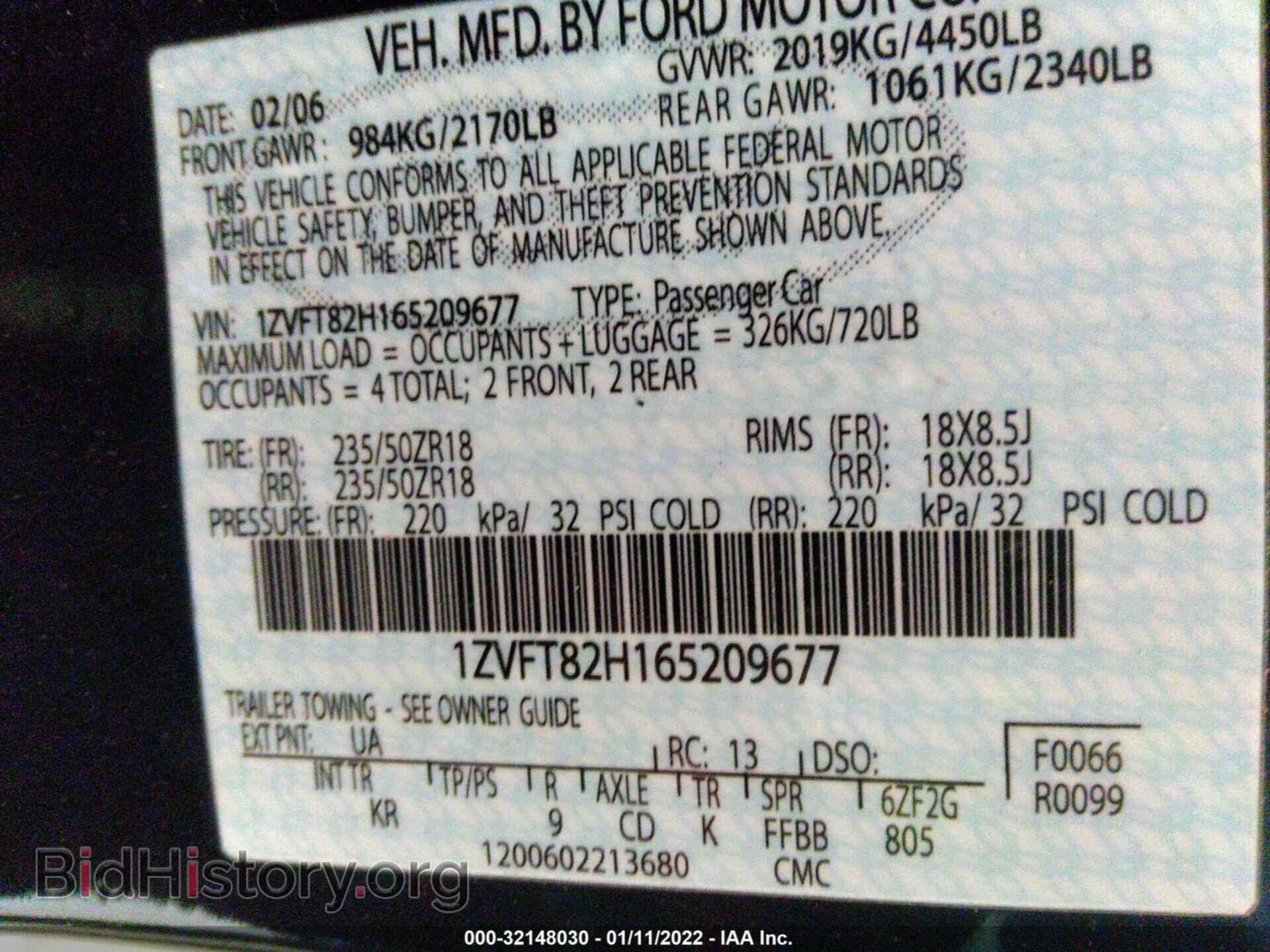 2006 FORD MUSTANG - VIN: 1ZVFT82H165209677 - Фото 6