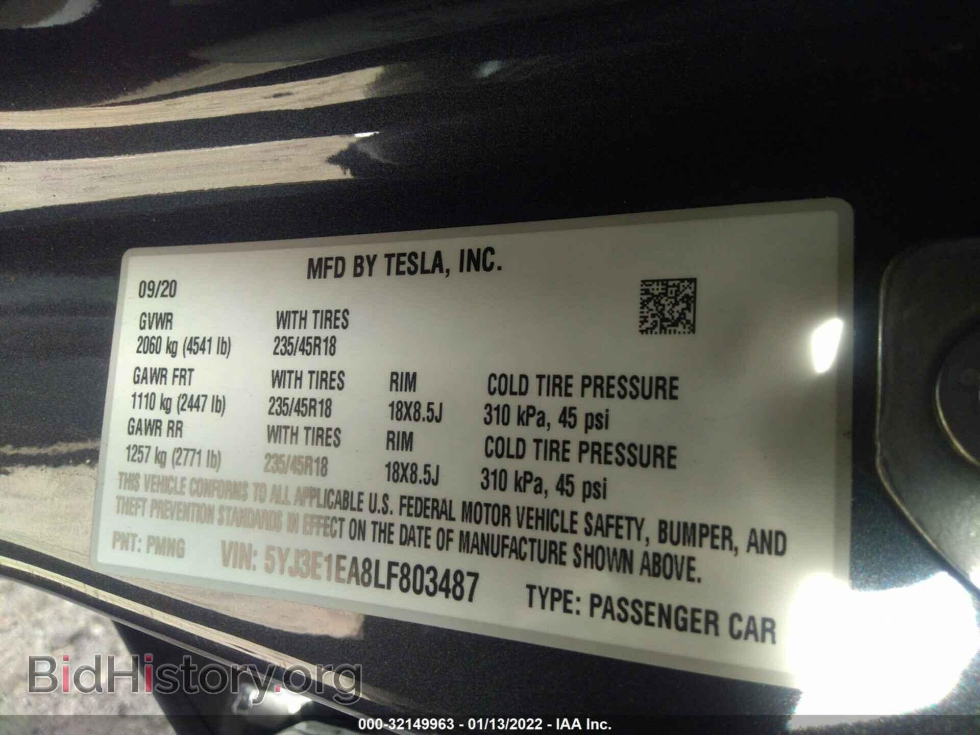 2020 TESLA MODEL 3 - VIN: 5YJ3E1EA8LF803487 - Photo 9
