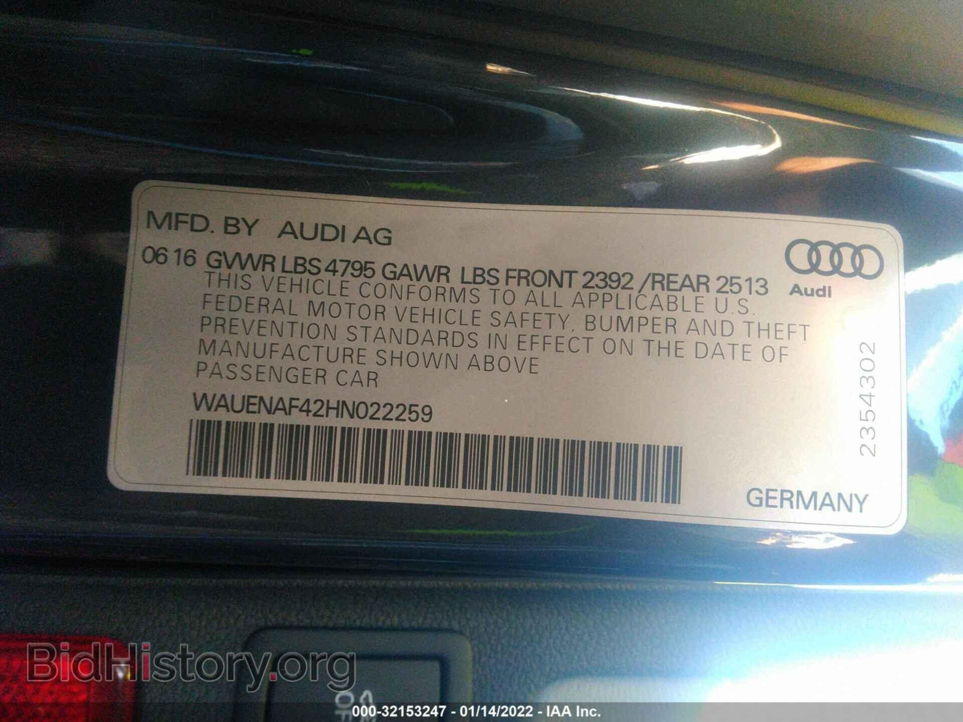 2017 AUDI A4 - VIN: WAUENAF42HN022259 - Фото 9