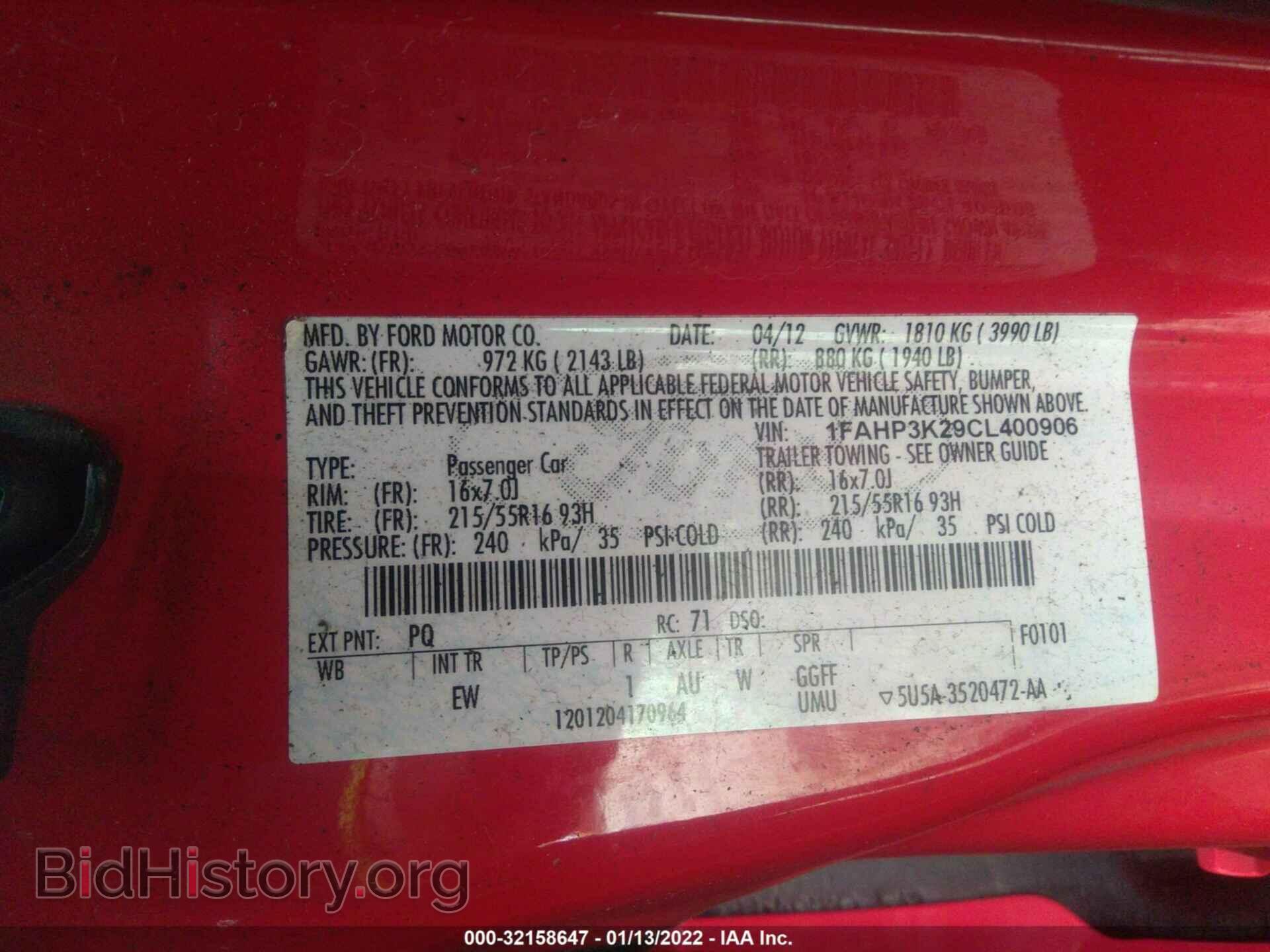 2012 FORD FOCUS - VIN: 1FAHP3K29CL400906 - Фото 9