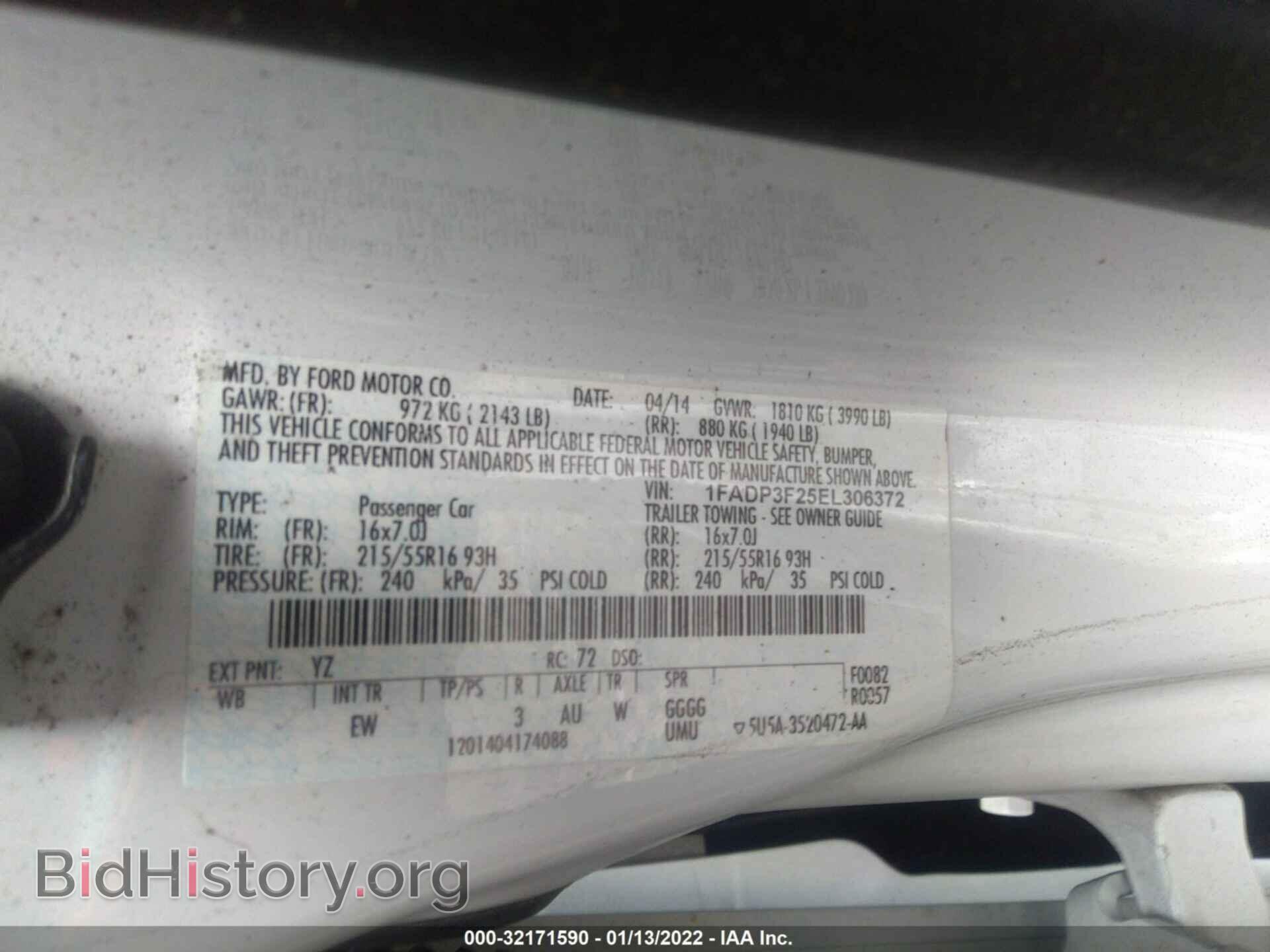2014 FORD FOCUS - VIN: 1FADP3F25EL306372 - Фото 9
