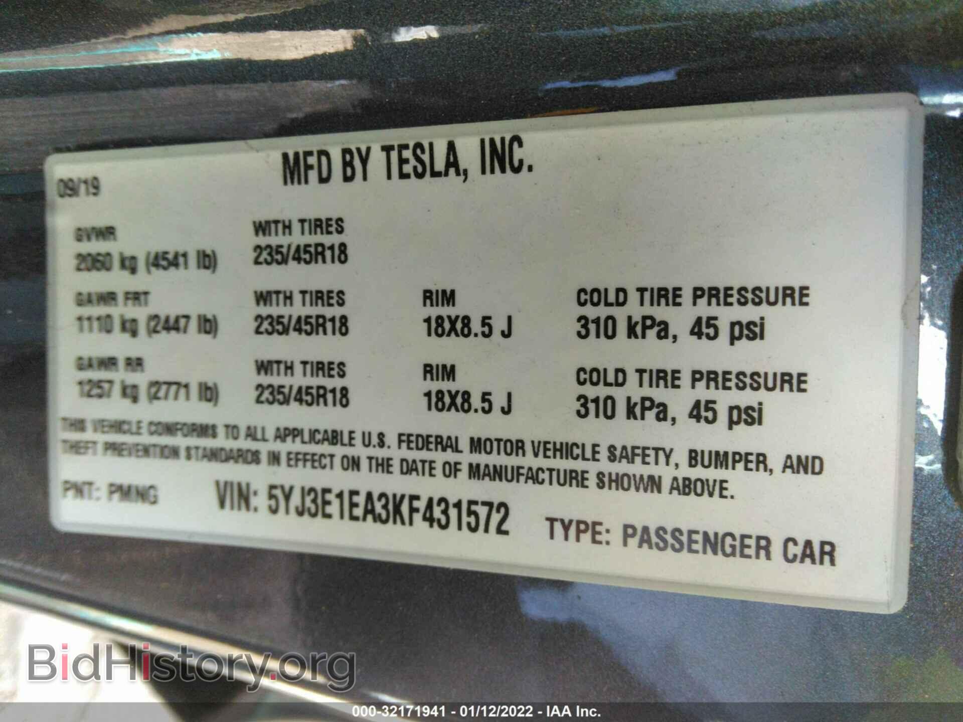 2019 TESLA MODEL 3 - VIN: 5YJ3E1EA3KF431572 - Photo 9