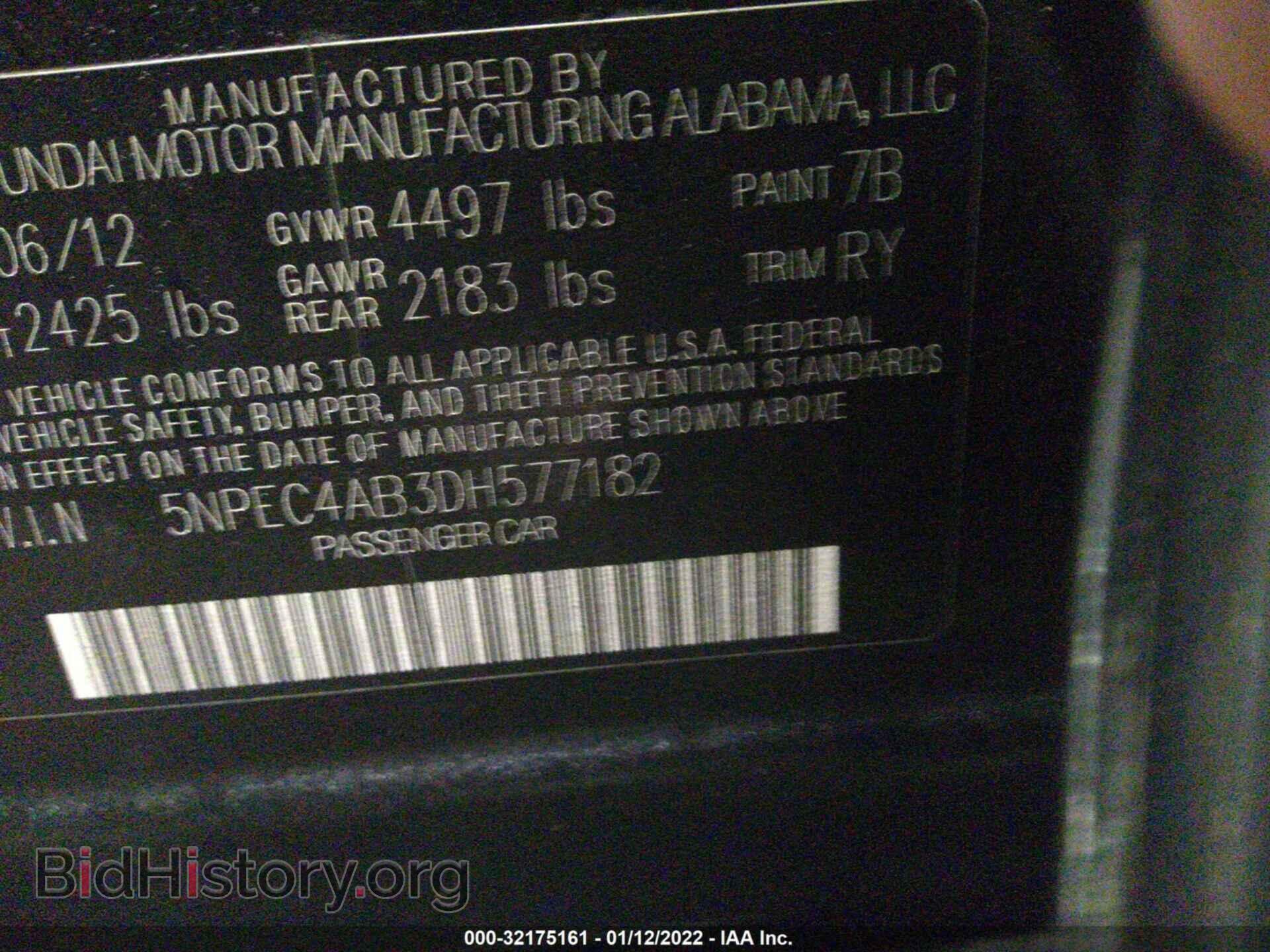 2013 HYUNDAI SONATA - VIN: 5NPEC4AB3DH577182 - Фото 9