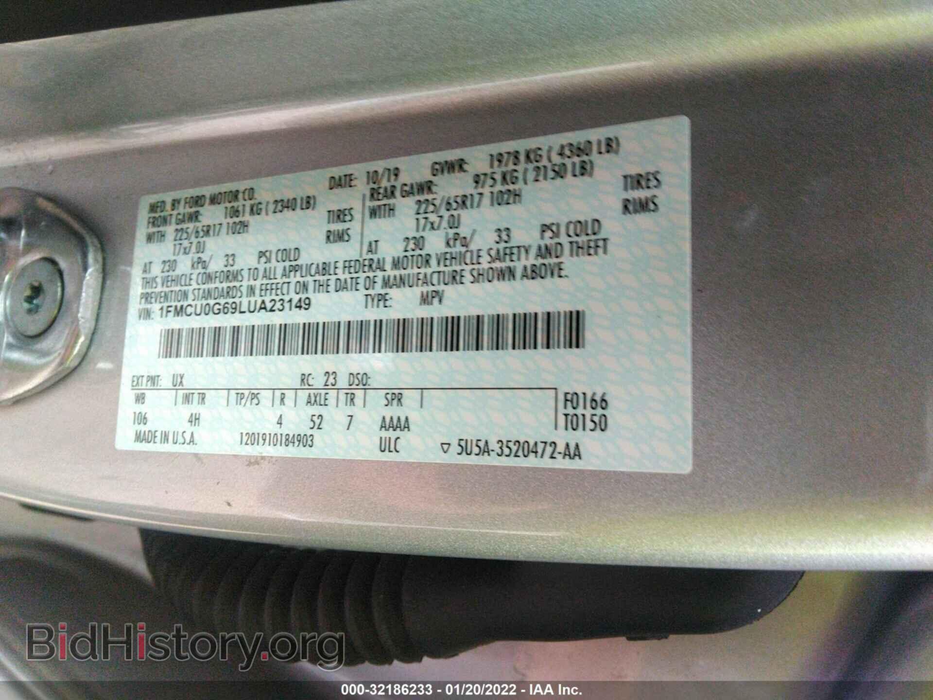 2020 FORD ESCAPE - VIN: 1FMCU0G69LUA23149 - Photo 9