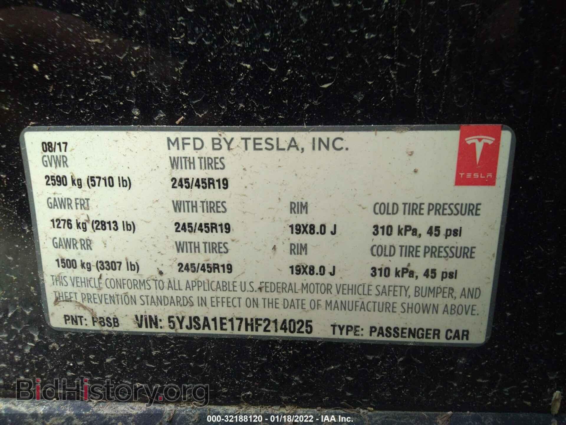 2017 TESLA MODEL S - VIN: 5YJSA1E17HF214025 - Photo 9