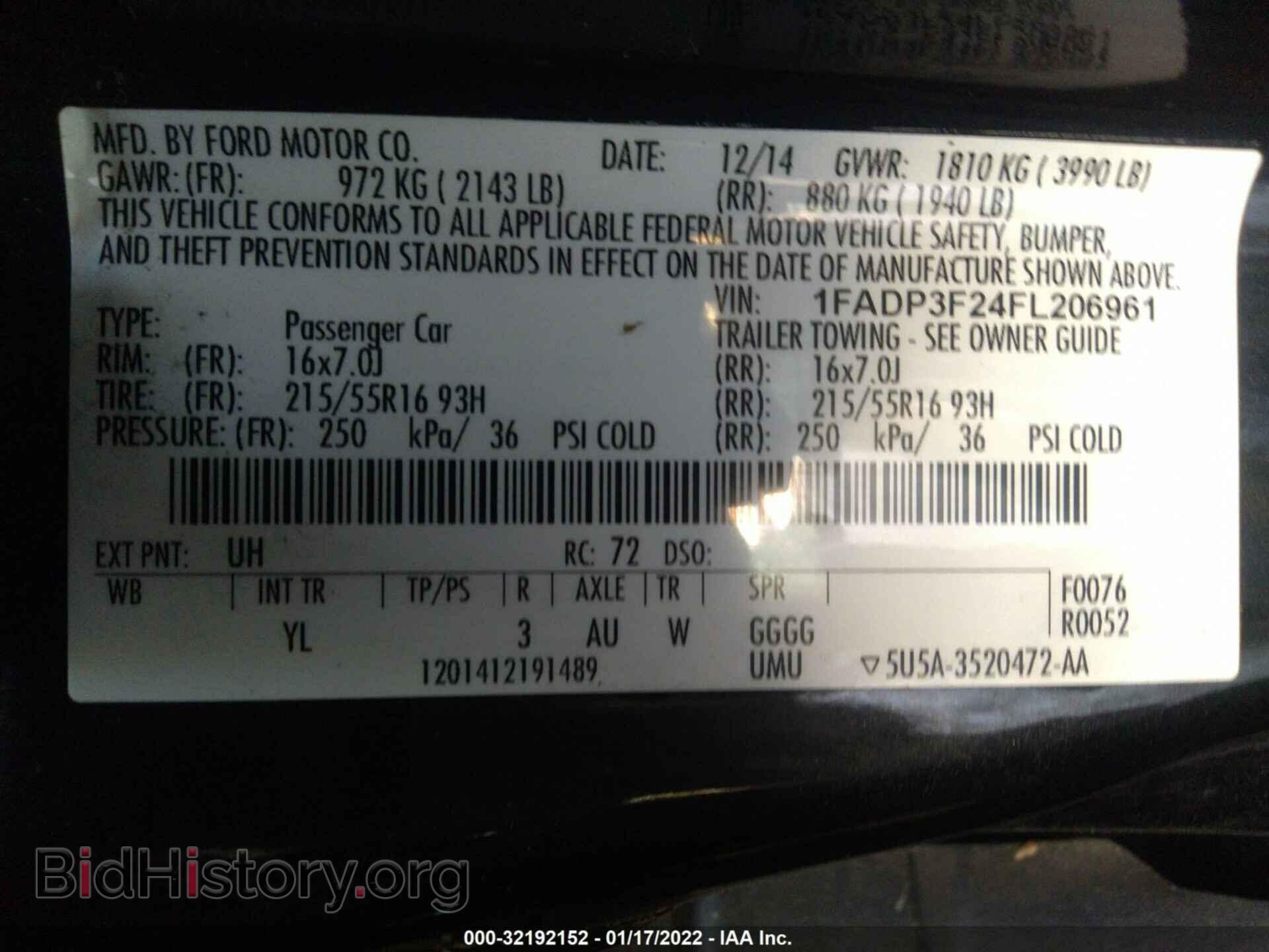 2015 FORD FOCUS - VIN: 1FADP3F24FL206961 - Фото 9