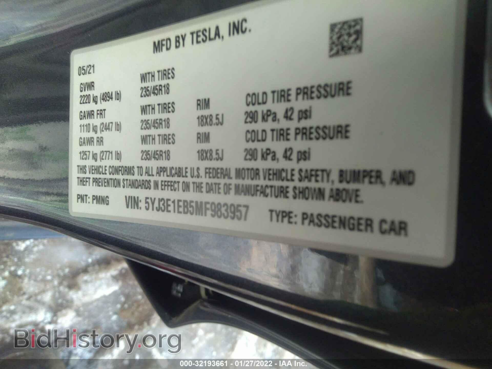2021 TESLA MODEL 3 - VIN: 5YJ3E1EB5MF983957 - Photo 9