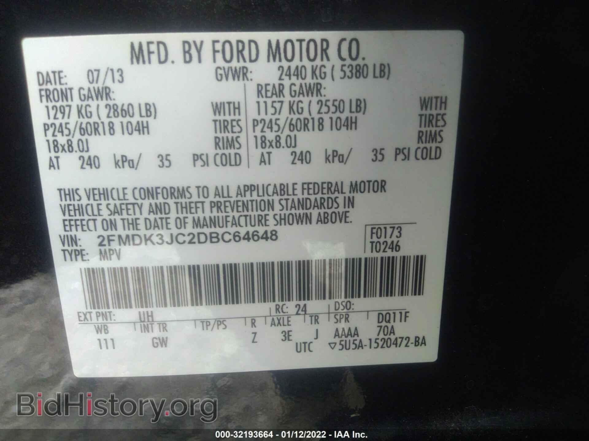 2013 FORD EDGE - VIN: 2FMDK3JC2DBC64648 - Photo 9