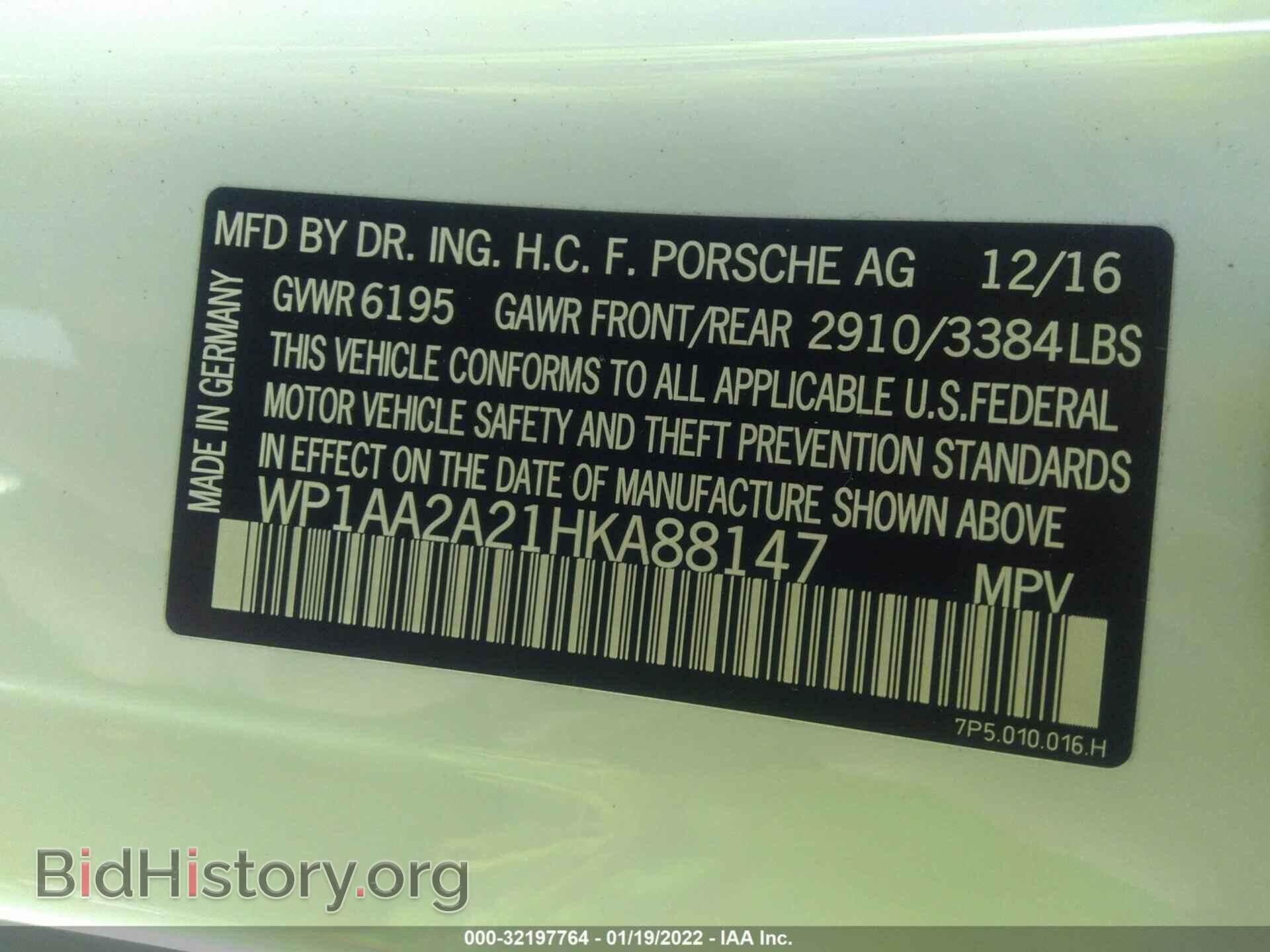 2017 PORSCHE CAYENNE - VIN: WP1AA2A21HKA88147 - Фото 9