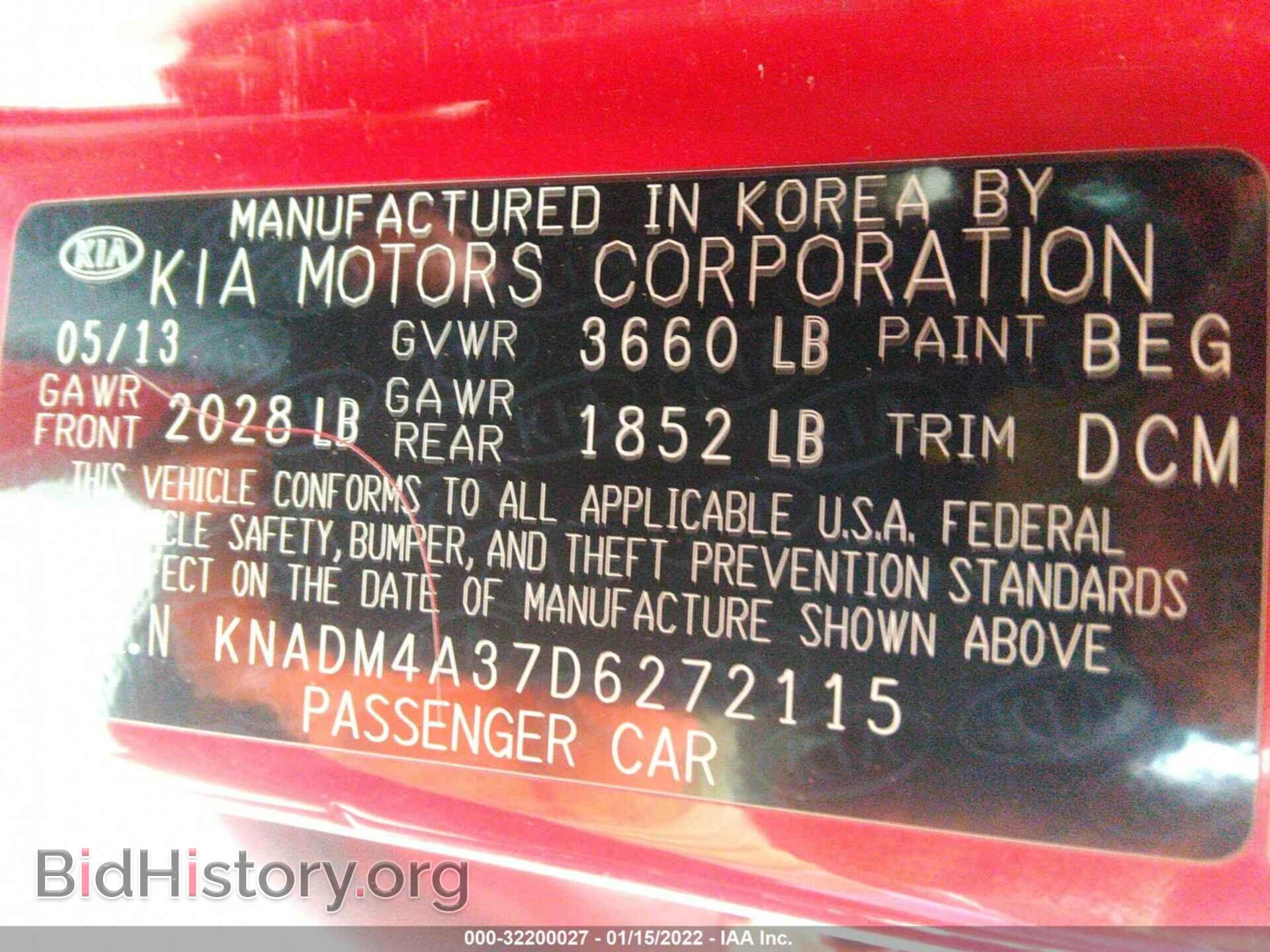 2013 KIA RIO - VIN: KNADM4A37D6272115 - Фото 9