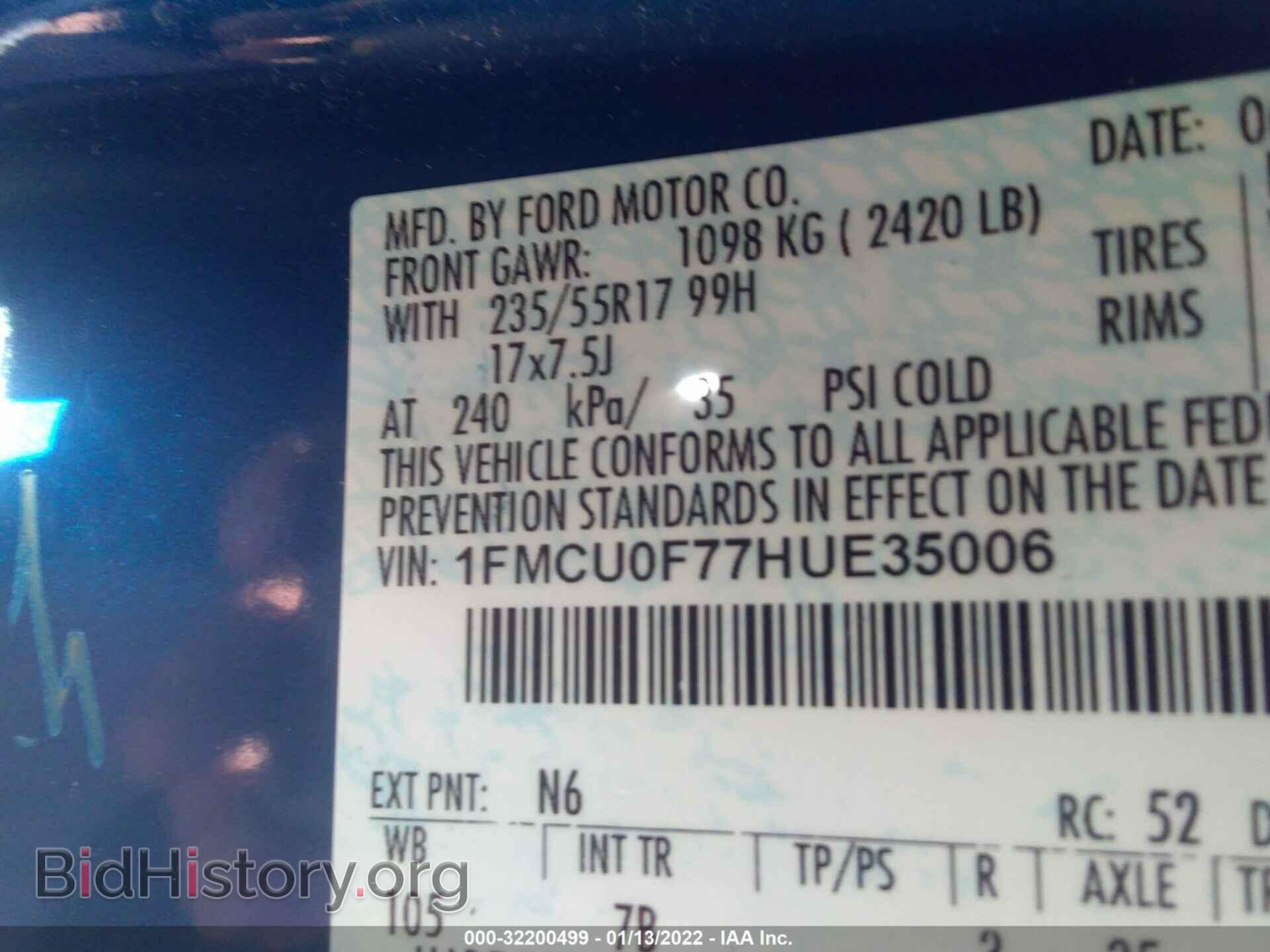 2017 FORD ESCAPE - VIN: 1FMCU0F77HUE35006 - Фото 9