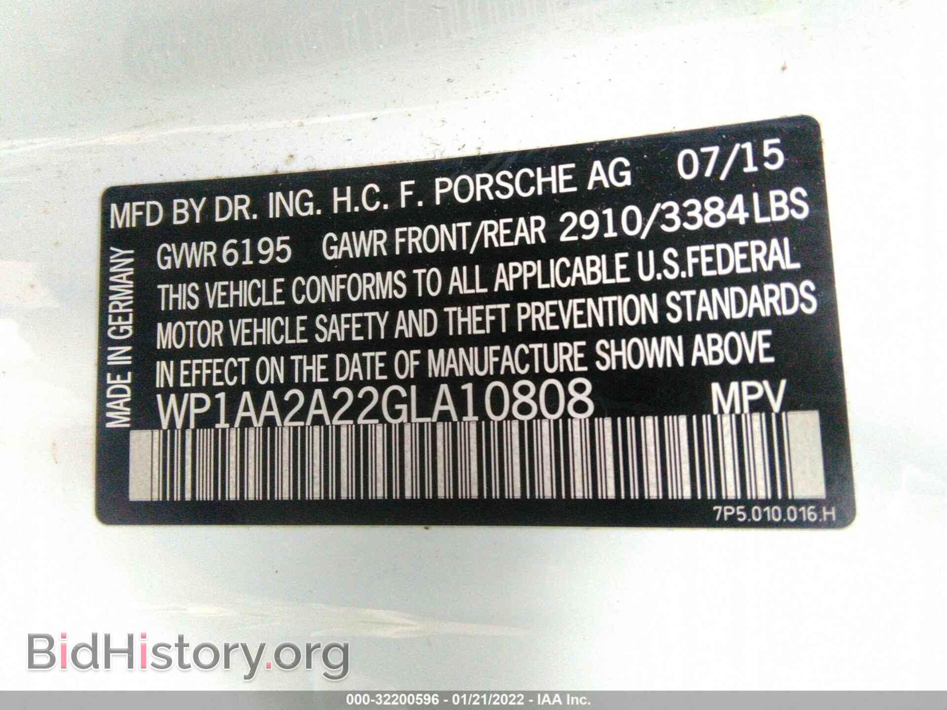 2016 PORSCHE CAYENNE - VIN: WP1AA2A22GLA10808 - Фото 9