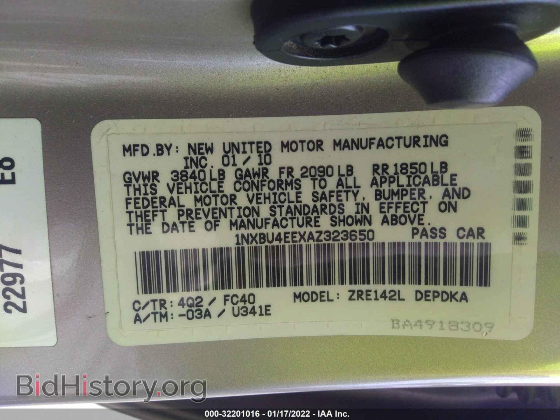 2010 TOYOTA COROLLA - VIN: 1NXBU4EEXAZ323650 - Фото 9