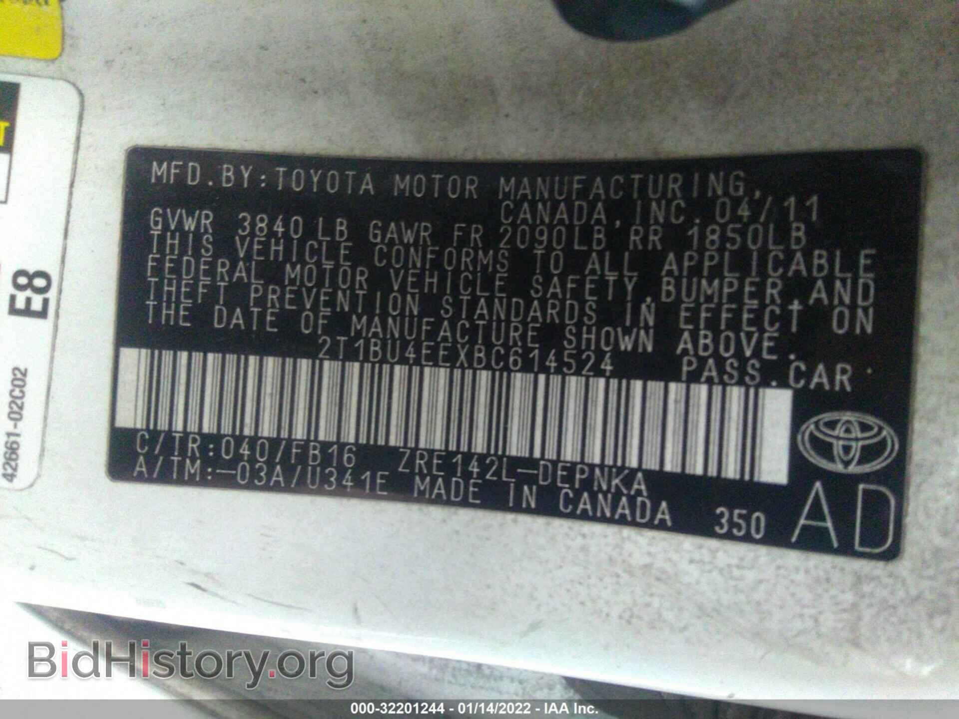 2011 TOYOTA COROLLA - VIN: 2T1BU4EEXBC614524 - Фото 9