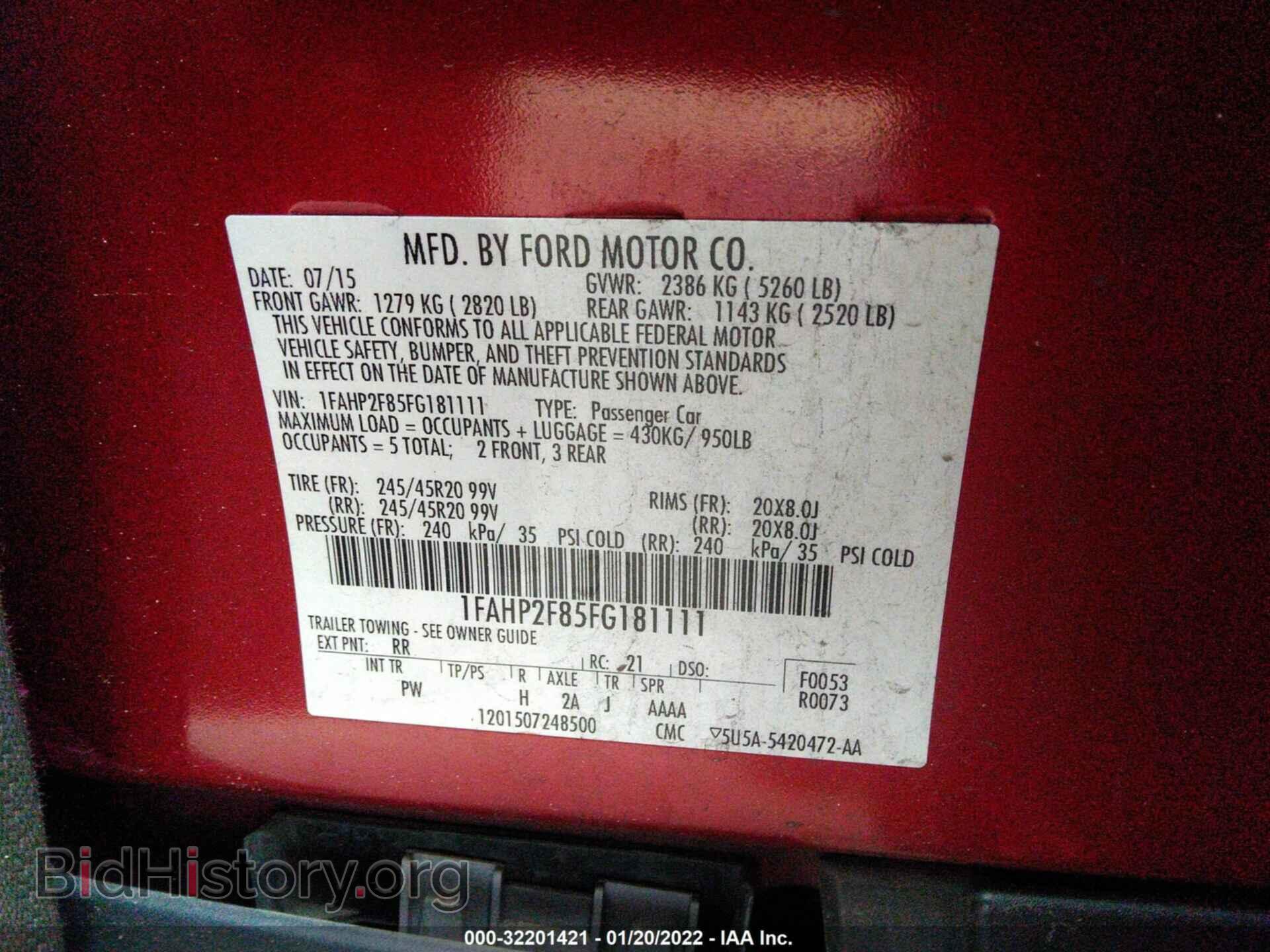 2015 FORD TAURUS - VIN: 1FAHP2F85FG181111 - Фото 9