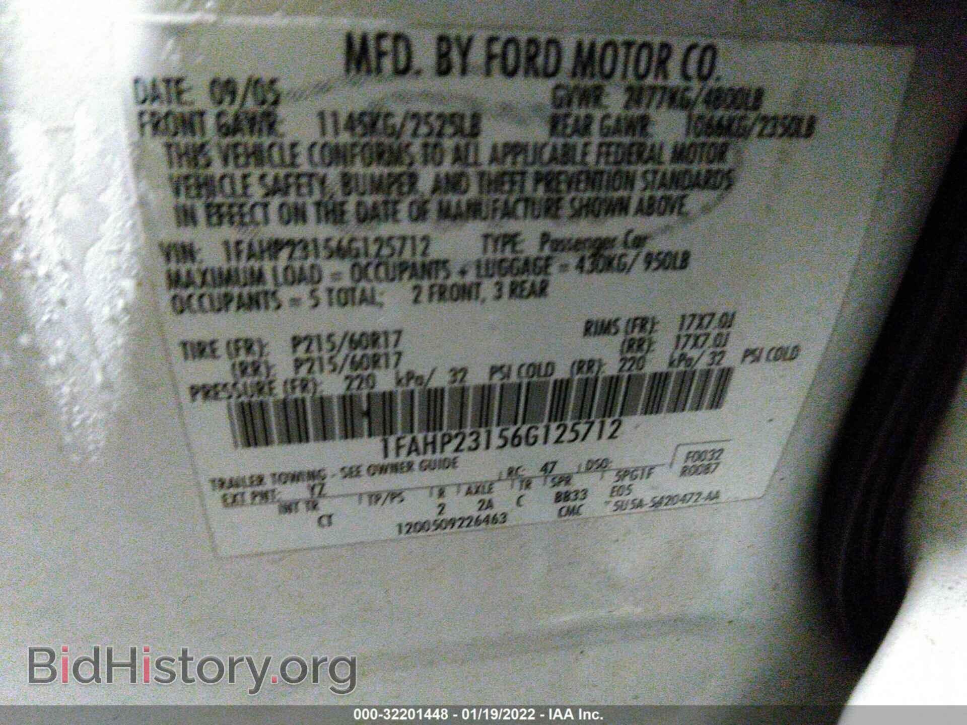 2006 FORD FIVE HUNDRED - VIN: 1FAHP23156G125712 - Фото 9