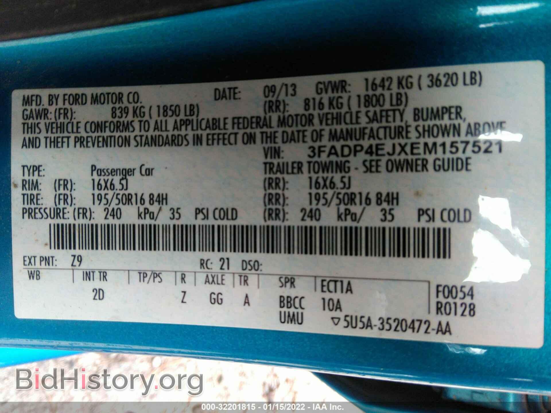 2014 FORD FIESTA - VIN: 3FADP4EJXEM157521 - Фото 9