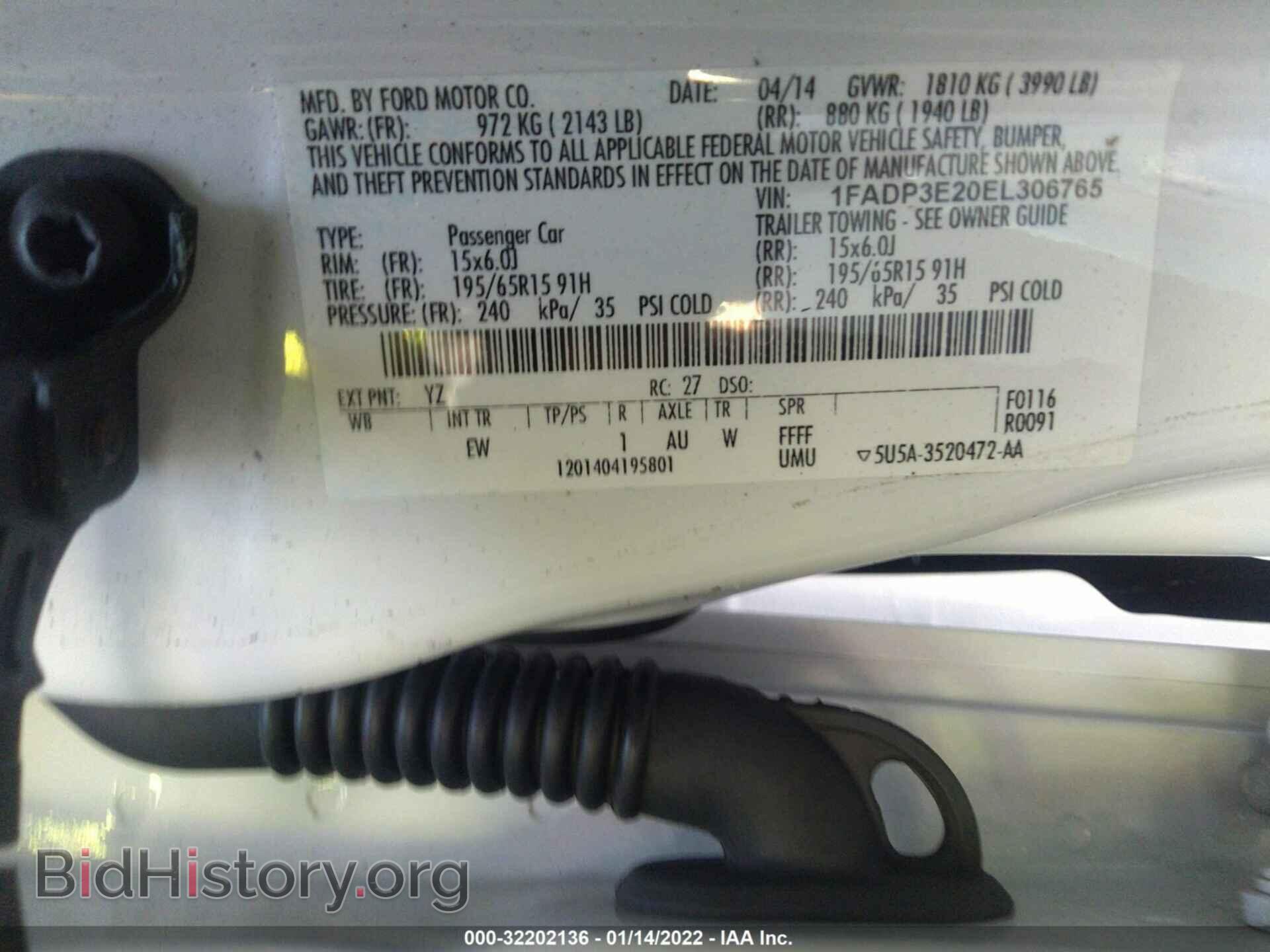2014 FORD FOCUS - VIN: 1FADP3E20EL306765 - Фото 9