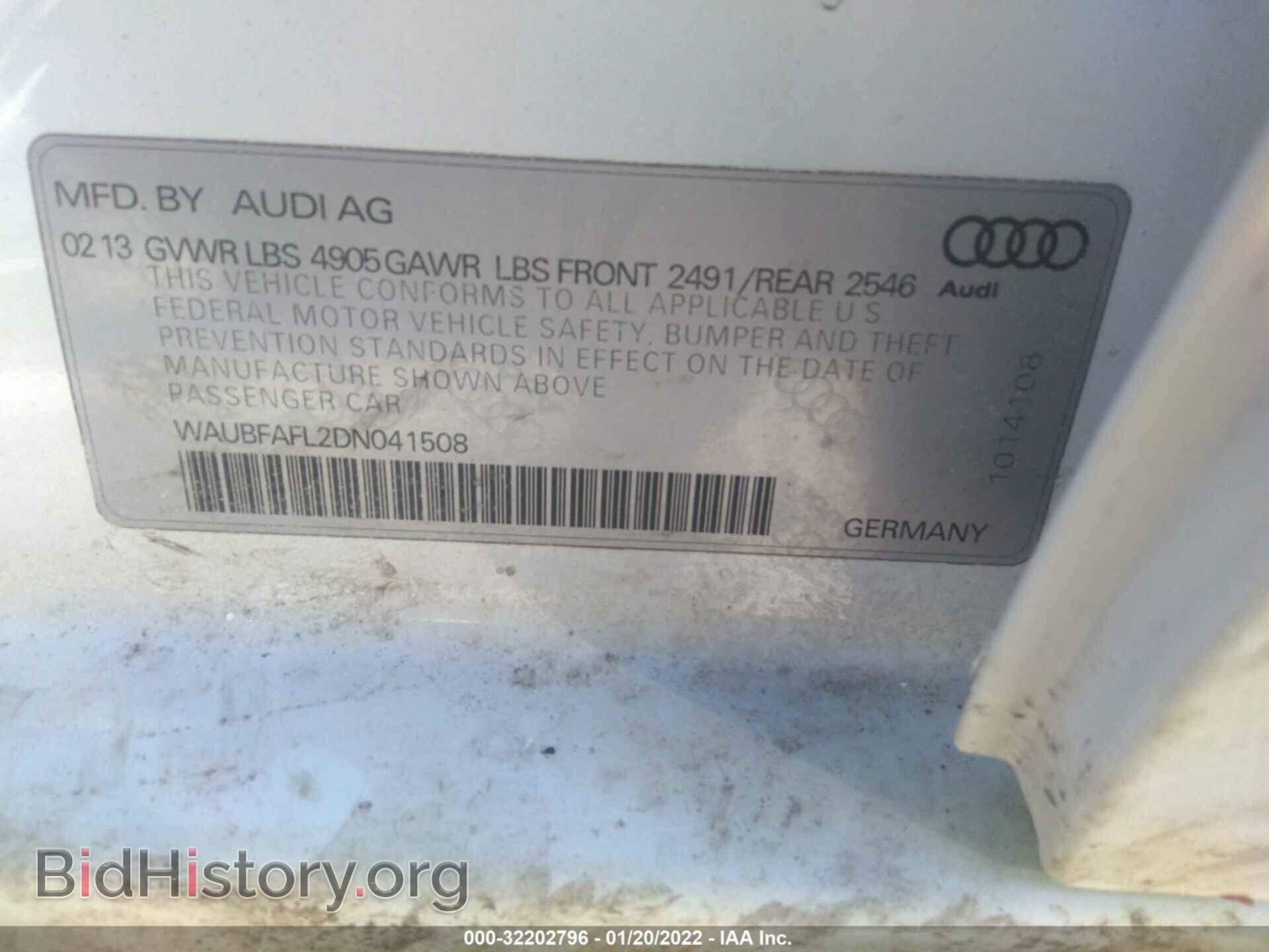 2013 AUDI A4 - VIN: WAUBFAFL2DN041508 - Фото 9