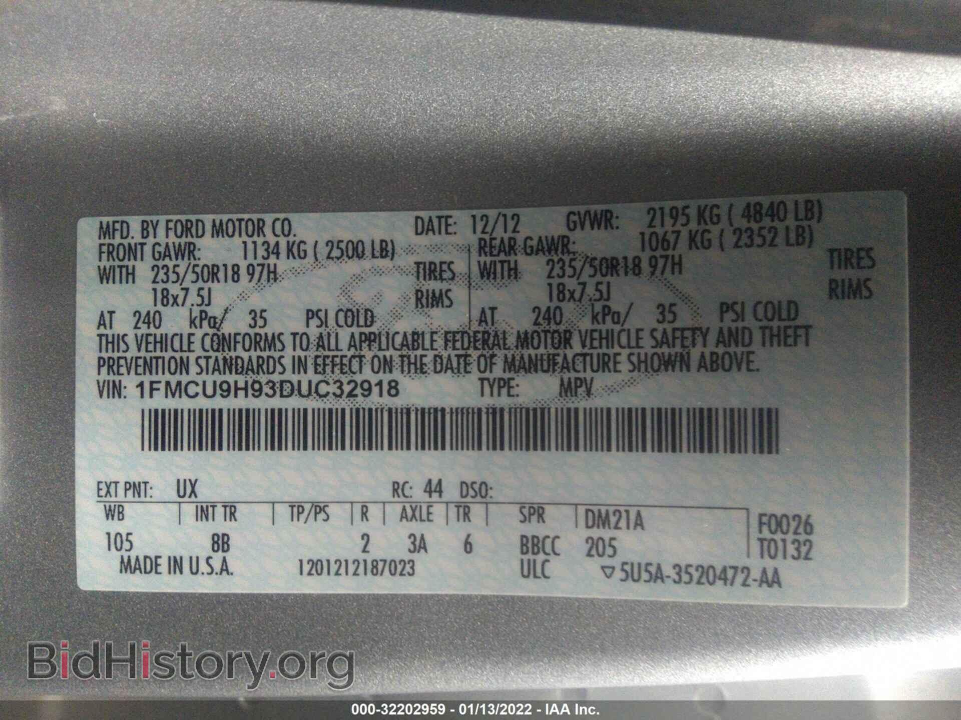 2013 FORD ESCAPE - VIN: 1FMCU9H93DUC32918 - Фото 9
