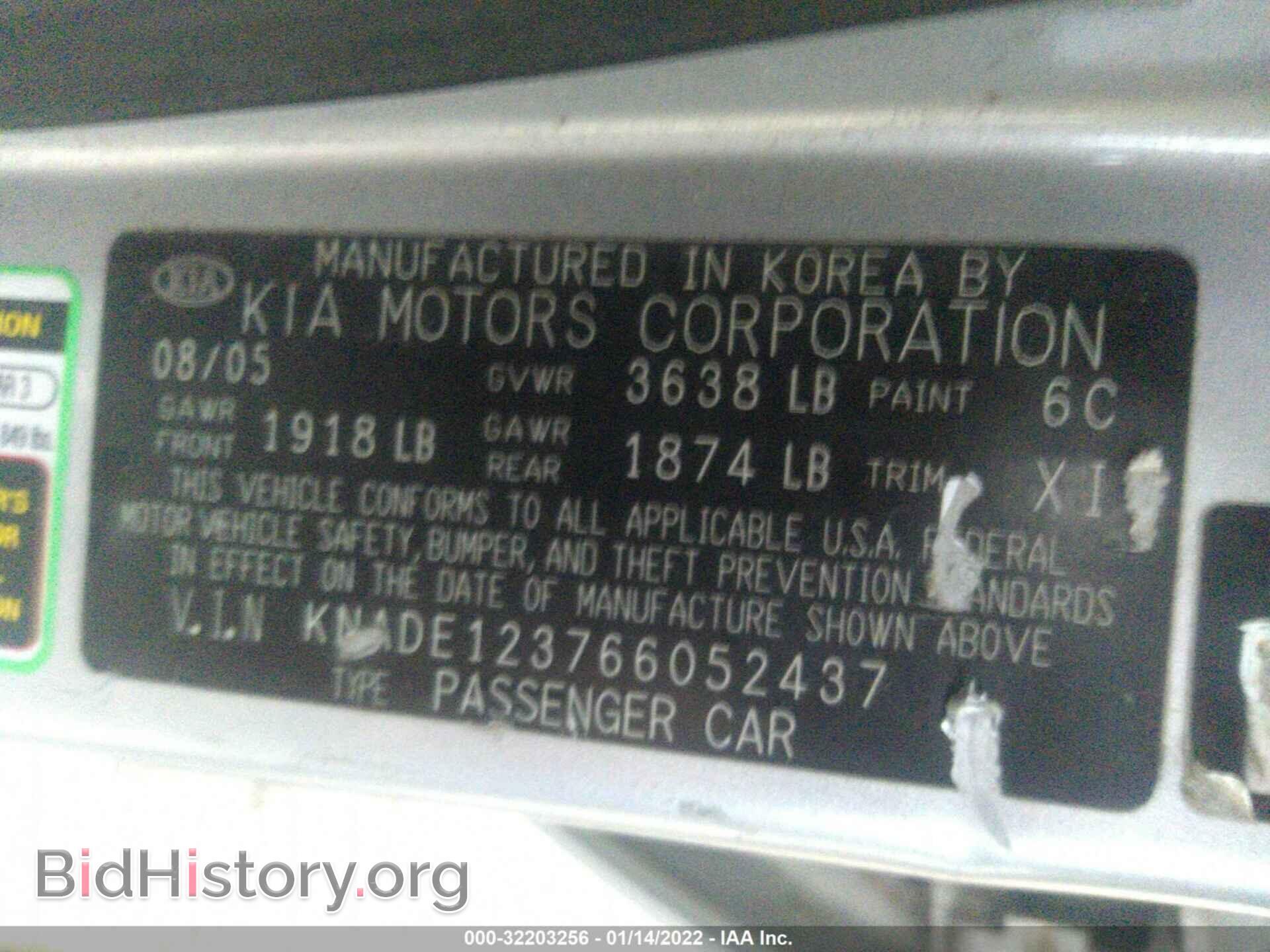 2006 KIA RIO - VIN: KNADE123766052437 - Фото 9