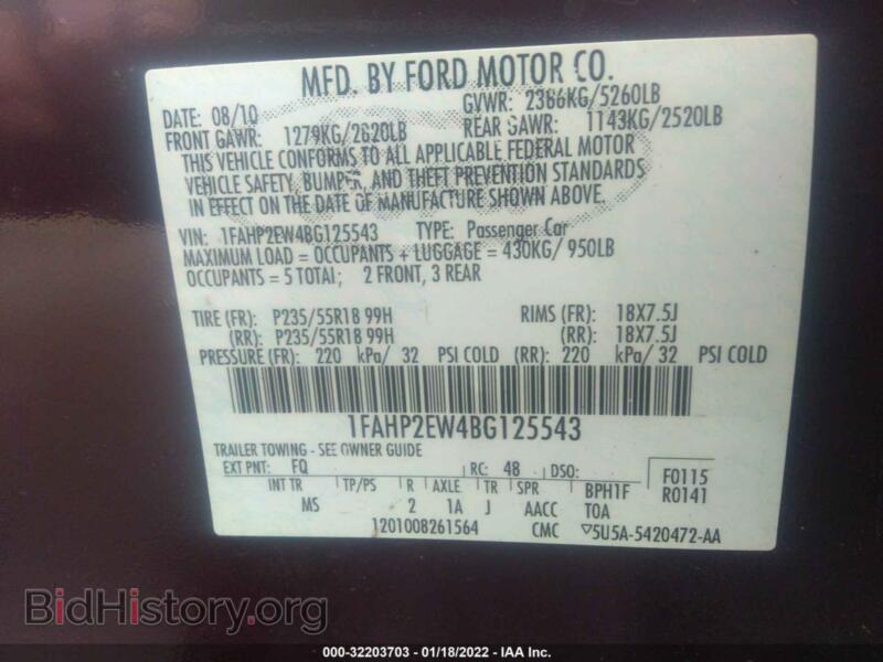 2011 Ford TAURUS (VIN 1FAHP2EW4BG125543) — photo 9 of 11