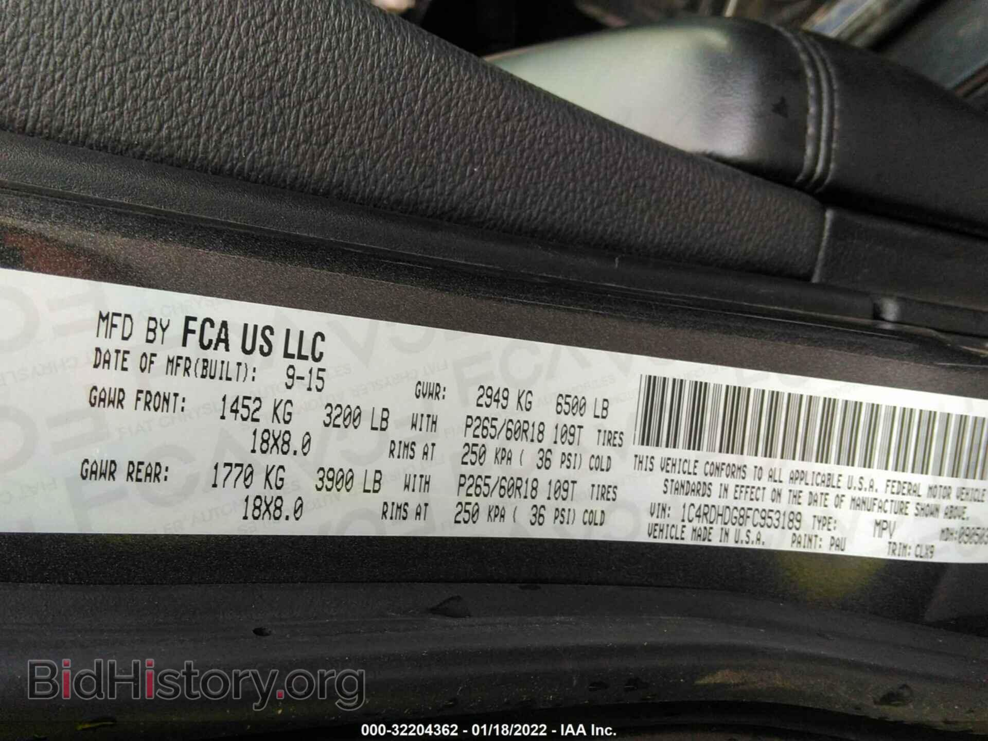 2015 DODGE DURANGO - VIN: 1C4RDHDG8FC953189 - Photo 9