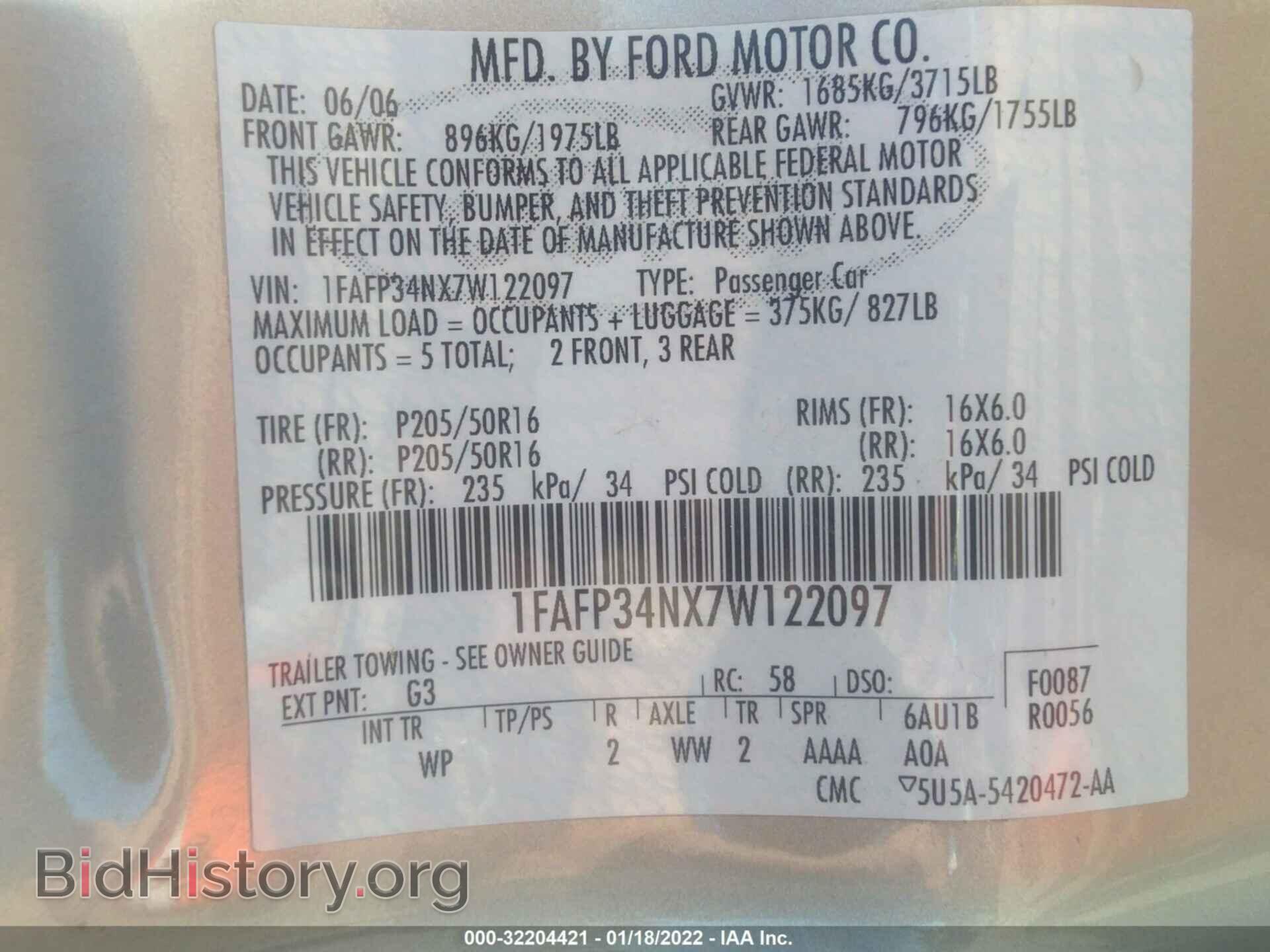 2007 FORD FOCUS - VIN: 1FAFP34NX7W122097 - Фото 9