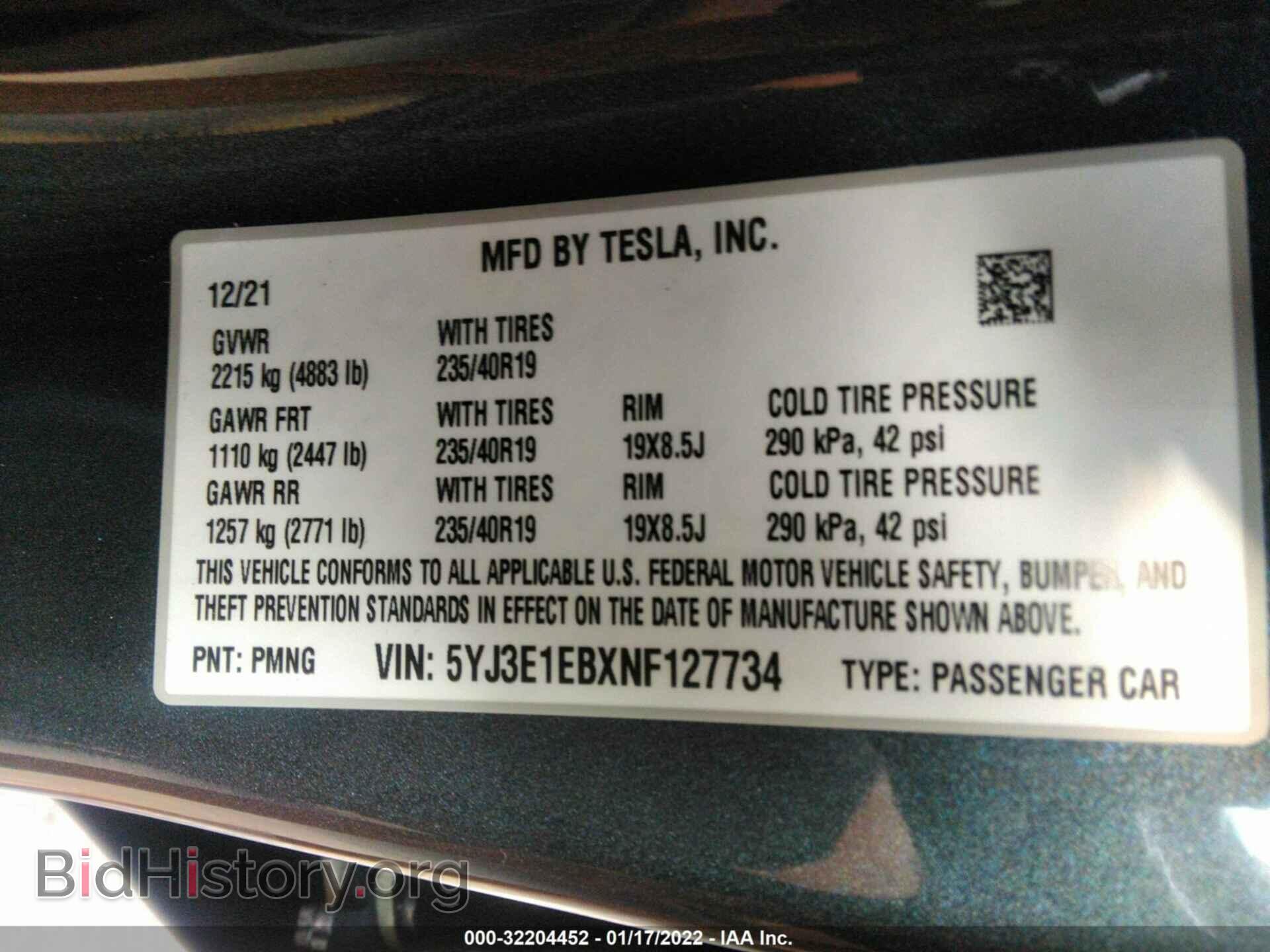 2022 TESLA MODEL 3 - VIN: 5YJ3E1EBXNF127734 - Photo 9