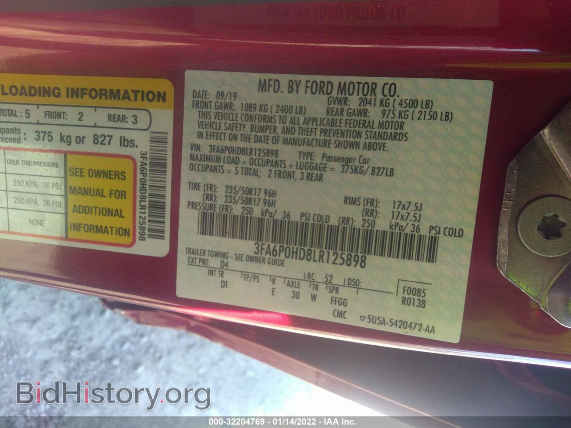 2020 FORD FUSION - VIN: 3FA6P0HD8LR125898 - Фото 9