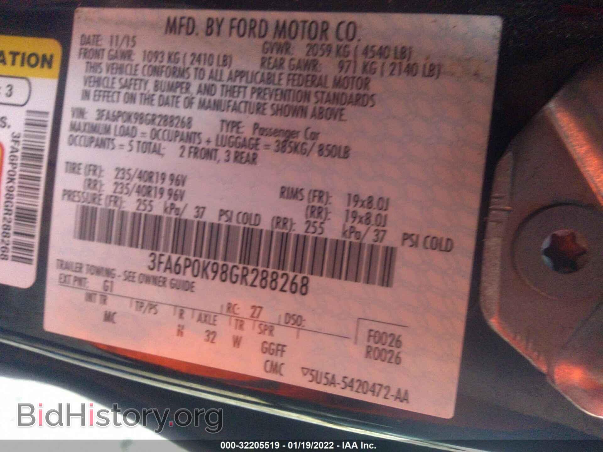 2016 FORD FUSION - VIN: 3FA6P0K98GR288268 - Фото 9