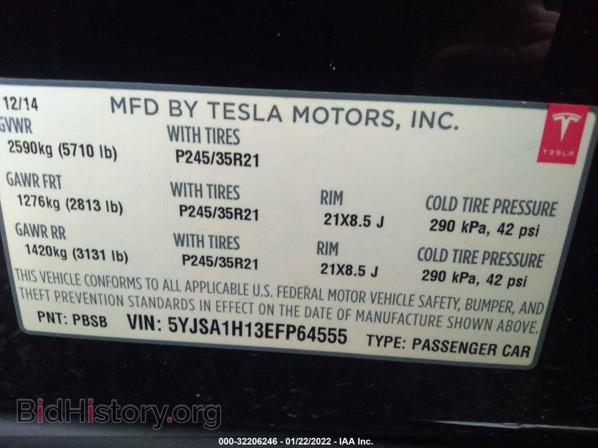 2014 TESLA MODEL S - VIN: 5YJSA1H13EFP64555 - Фото 9