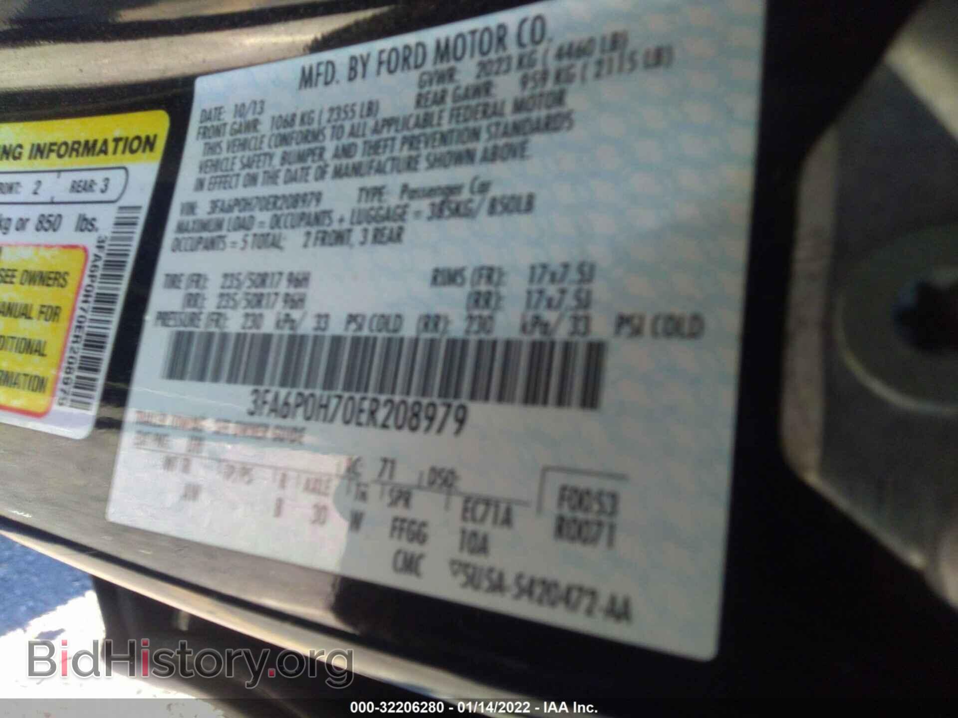 2014 FORD FUSION - VIN: 3FA6P0H70ER208979 - Фото 9