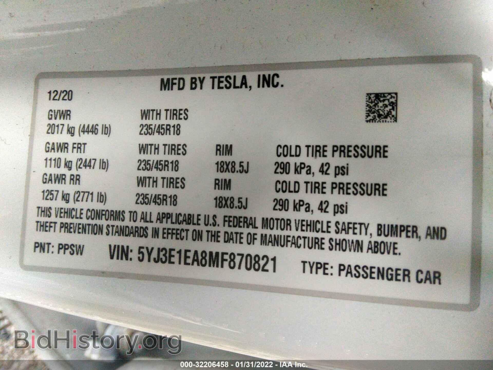 2021 TESLA MODEL 3 - VIN: 5YJ3E1EA8MF870821 - Photo 9
