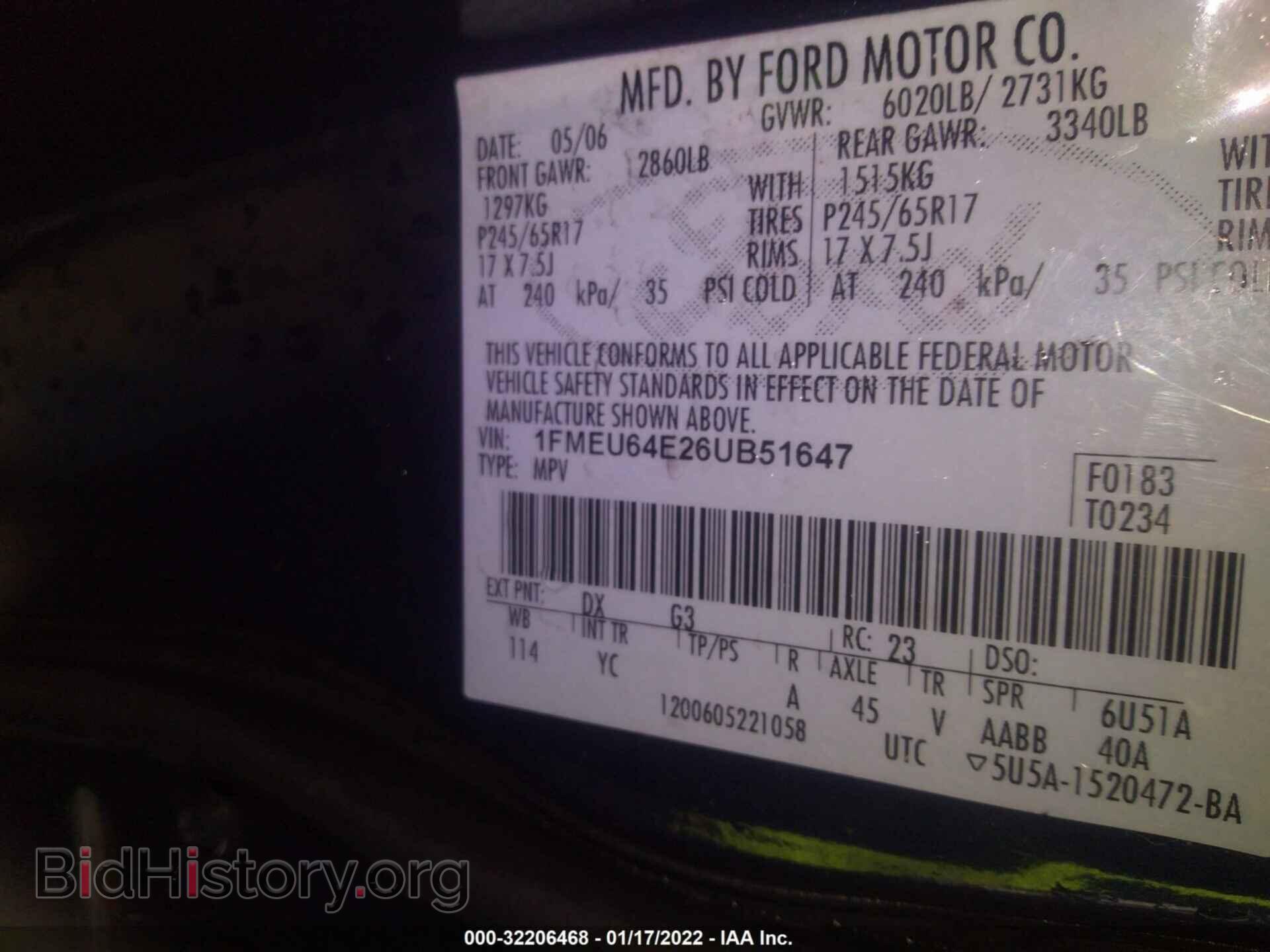 2006 FORD EXPLORER - VIN: 1FMEU64E26UB51647 - Фото 9